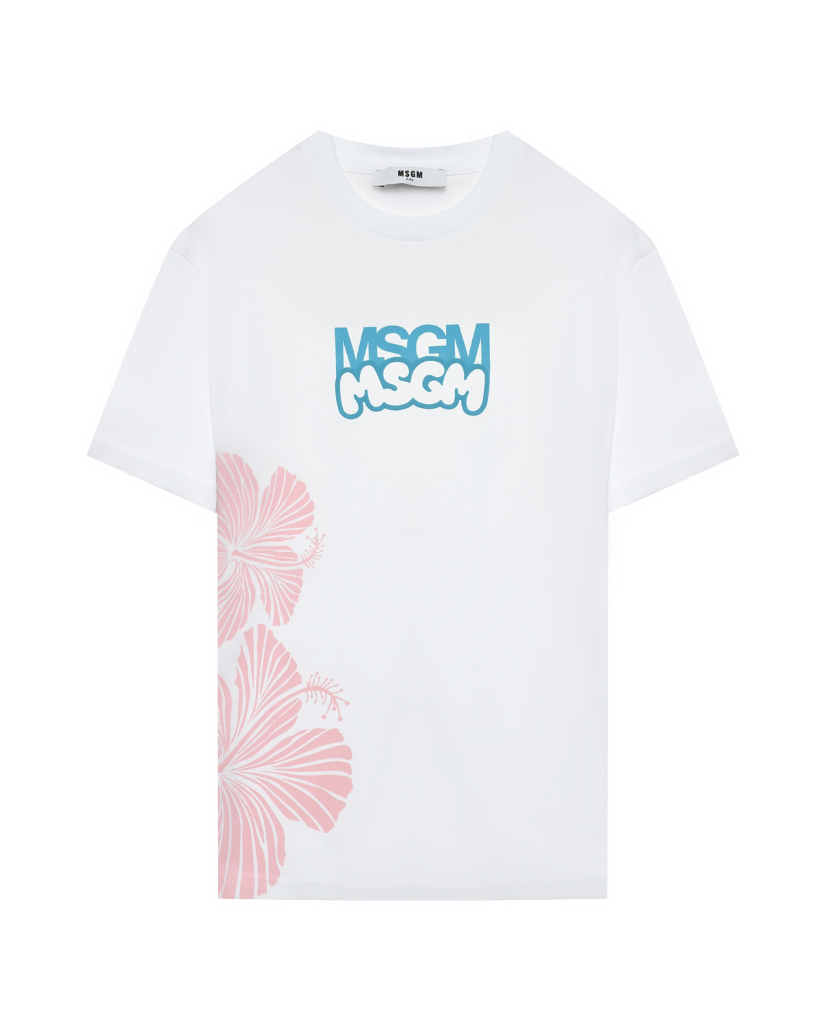Футболка с лого и цветочным принтом MSGM футболка с крупным лого голубая msgm