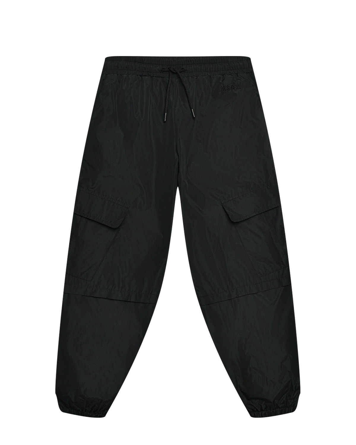 Брюки на резинке с карманами карго, черные MSGM, размер 128, цвет черный