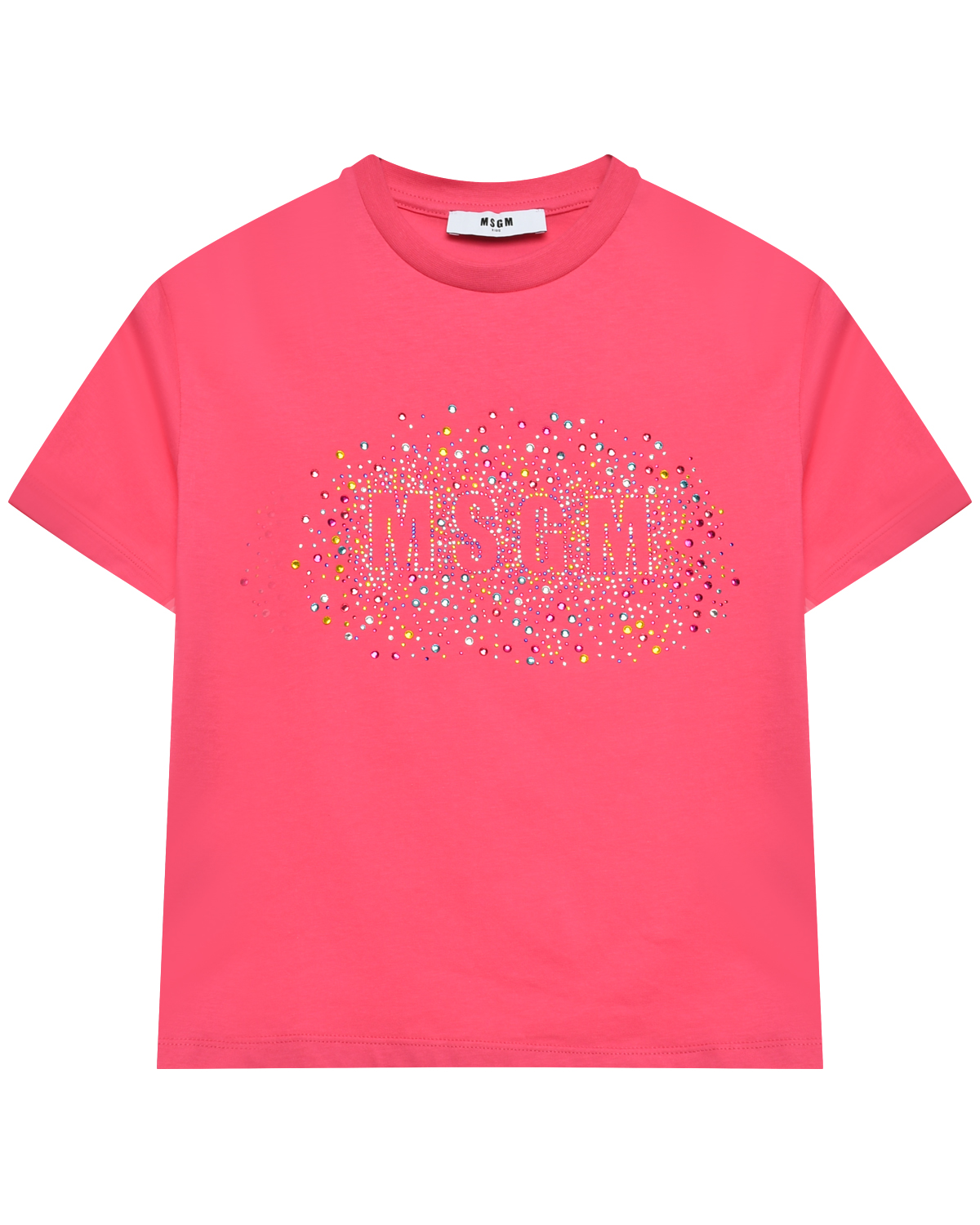 Футболка со стразами на логотипе, розовая MSGM футболка трикотажная зария розовая