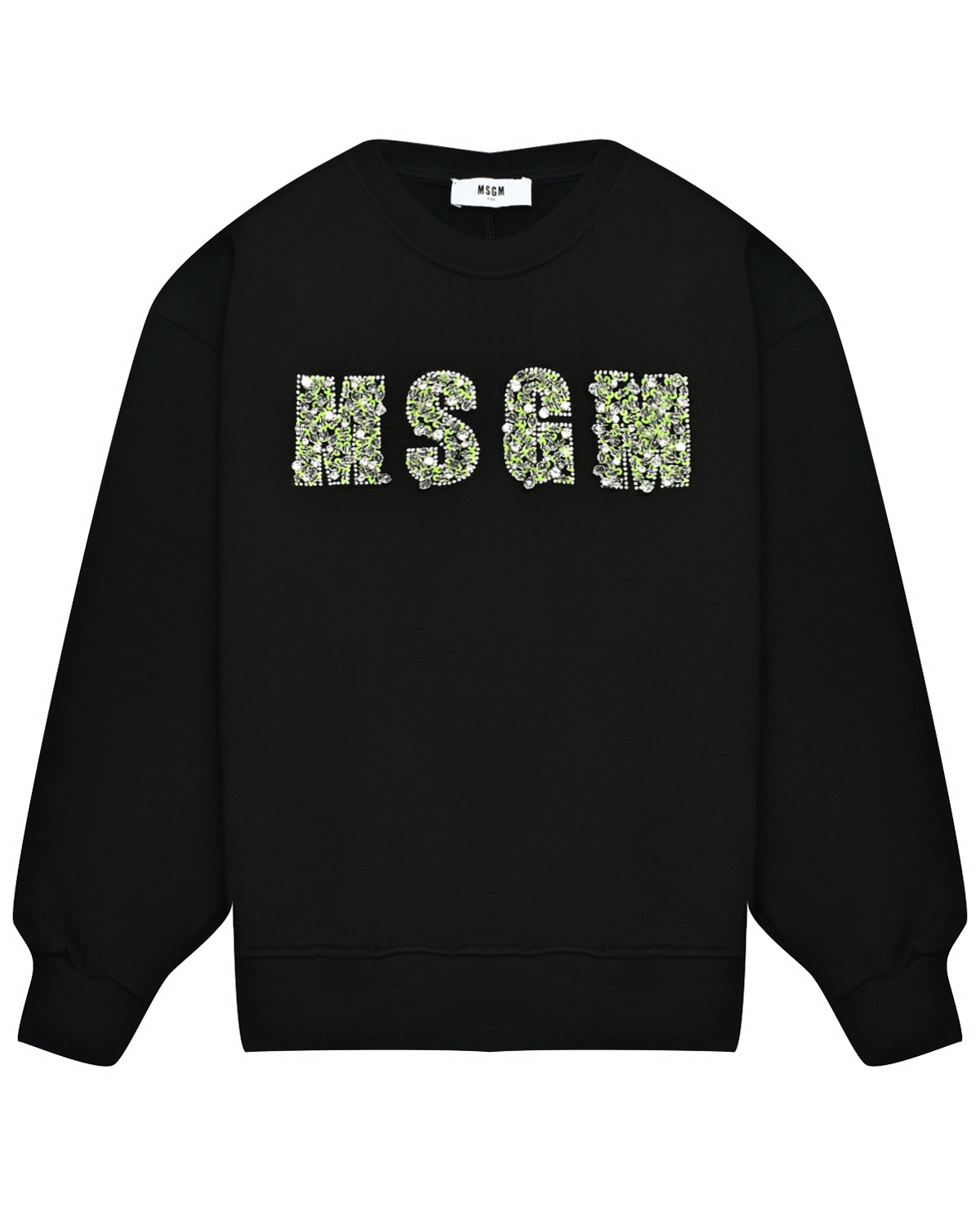 Свитшот с логотипом вышитым бусинками, черный MSGM букетики 10 стеблей с розовыми и белыми бусинками готовые на подложке