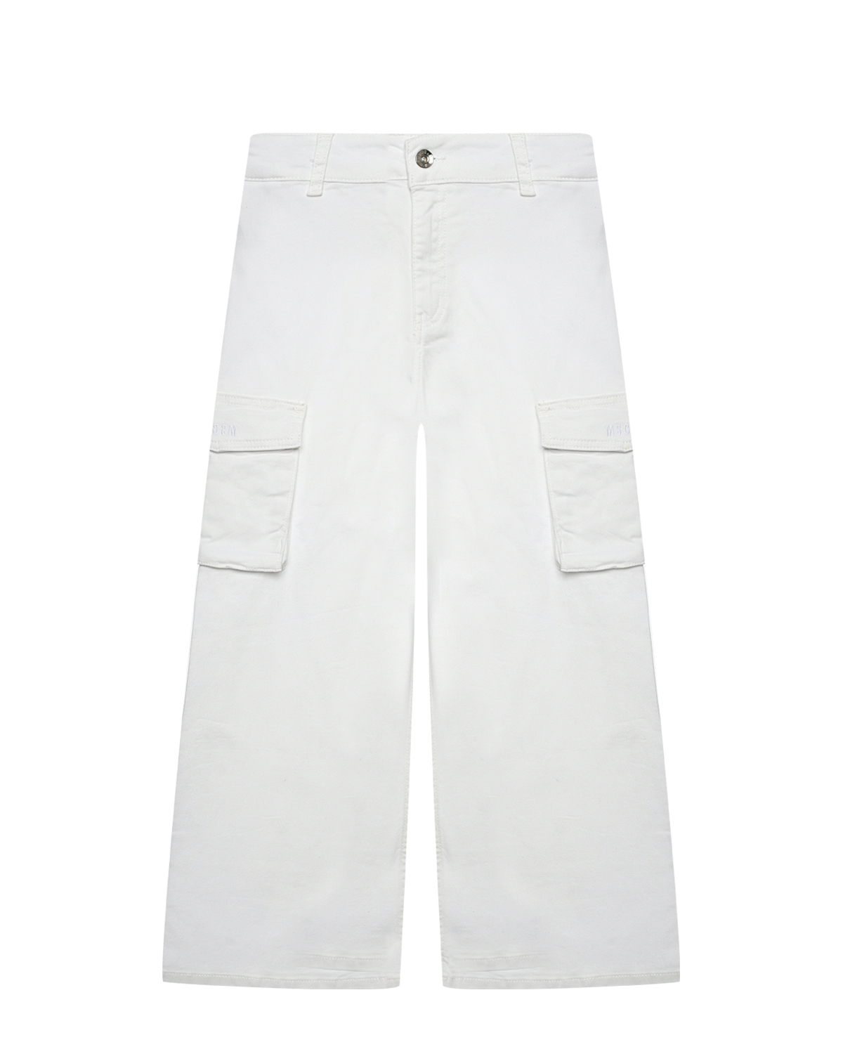 Брюки с карманами-карго, белые MSGM, размер 140, цвет белый - фото 1