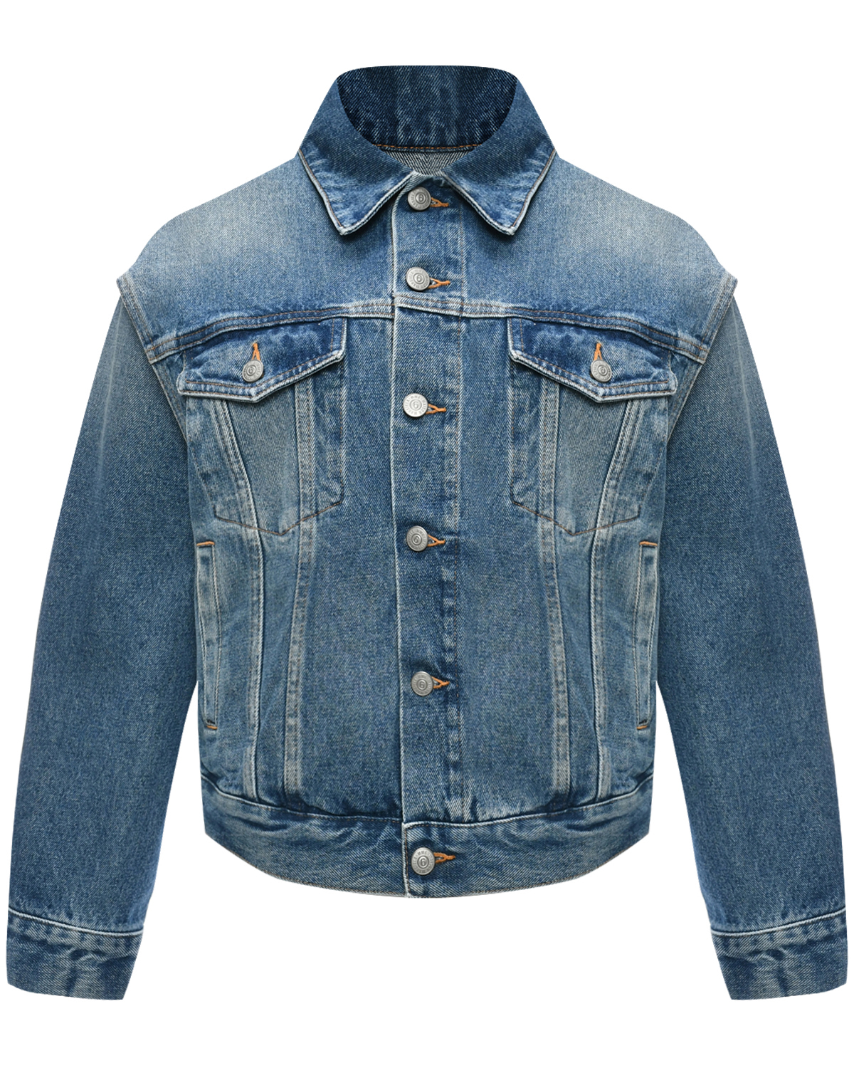 Джинсовая куртка с прорезями на рукавах MM6 Maison Margiela, размер 40, цвет голубой