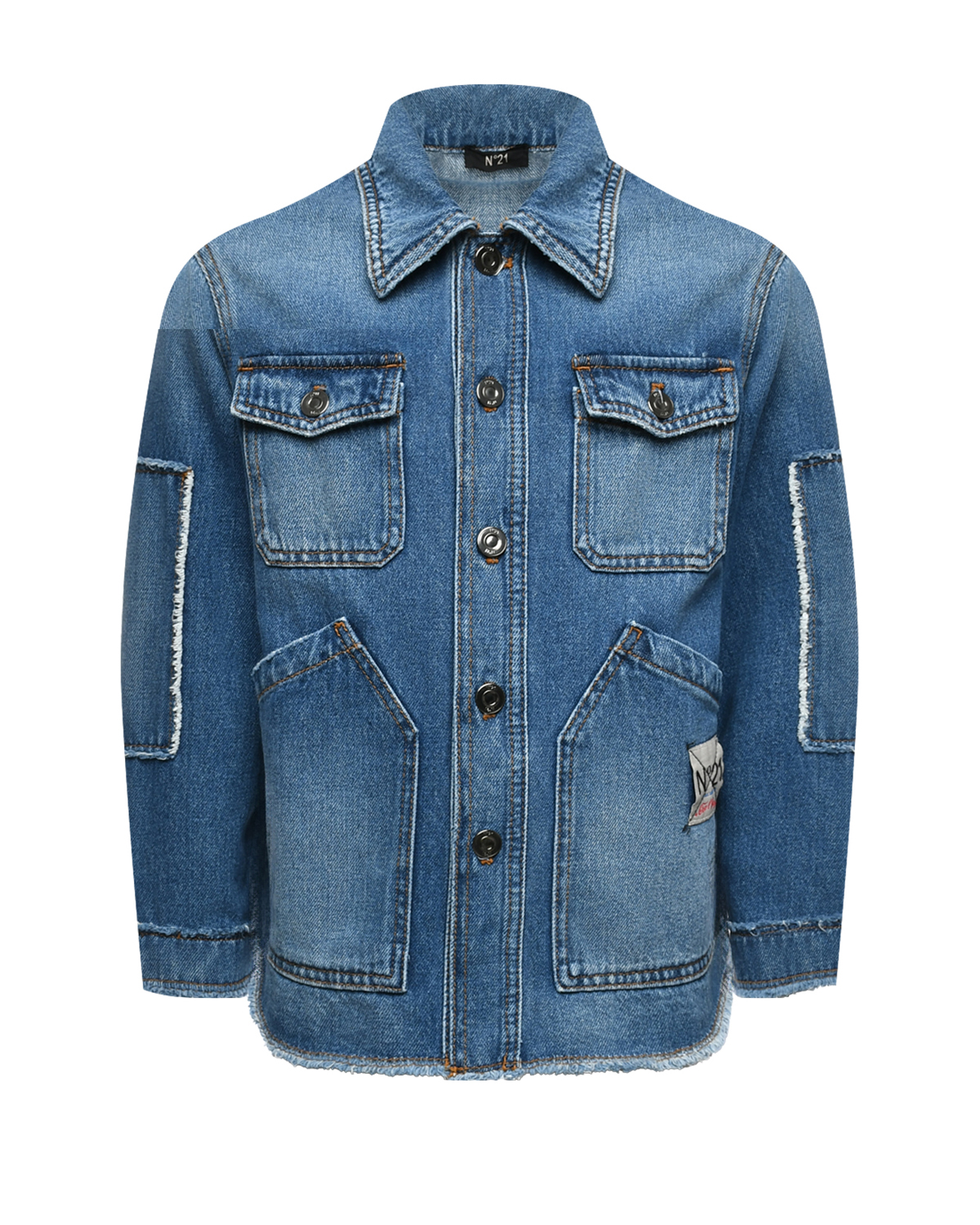 Выбеленная джинсовая куртка, синяя No. 21, размер 152, цвет синий - фото 1