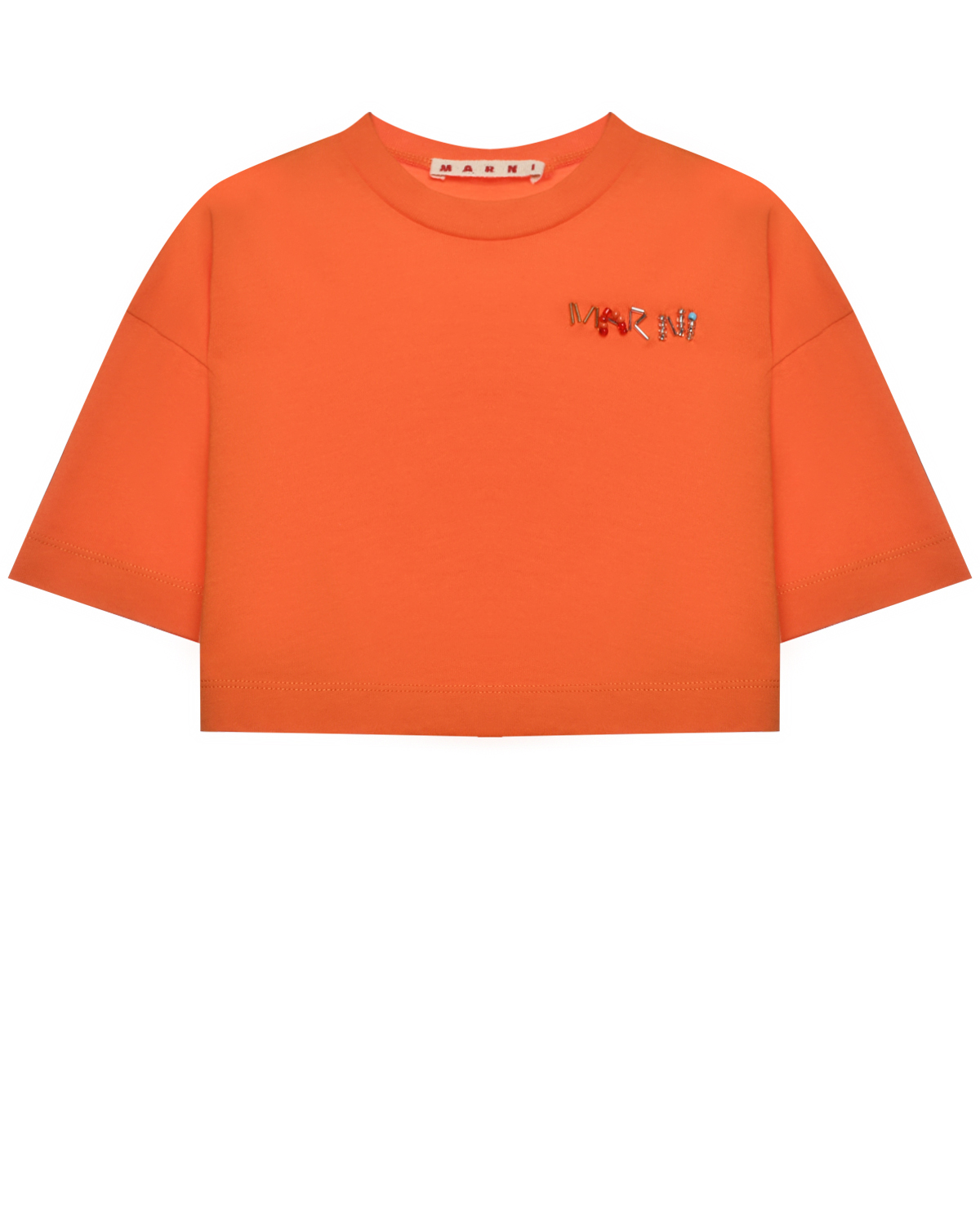 Укороченная футболка с лого, оранжевая MARNI