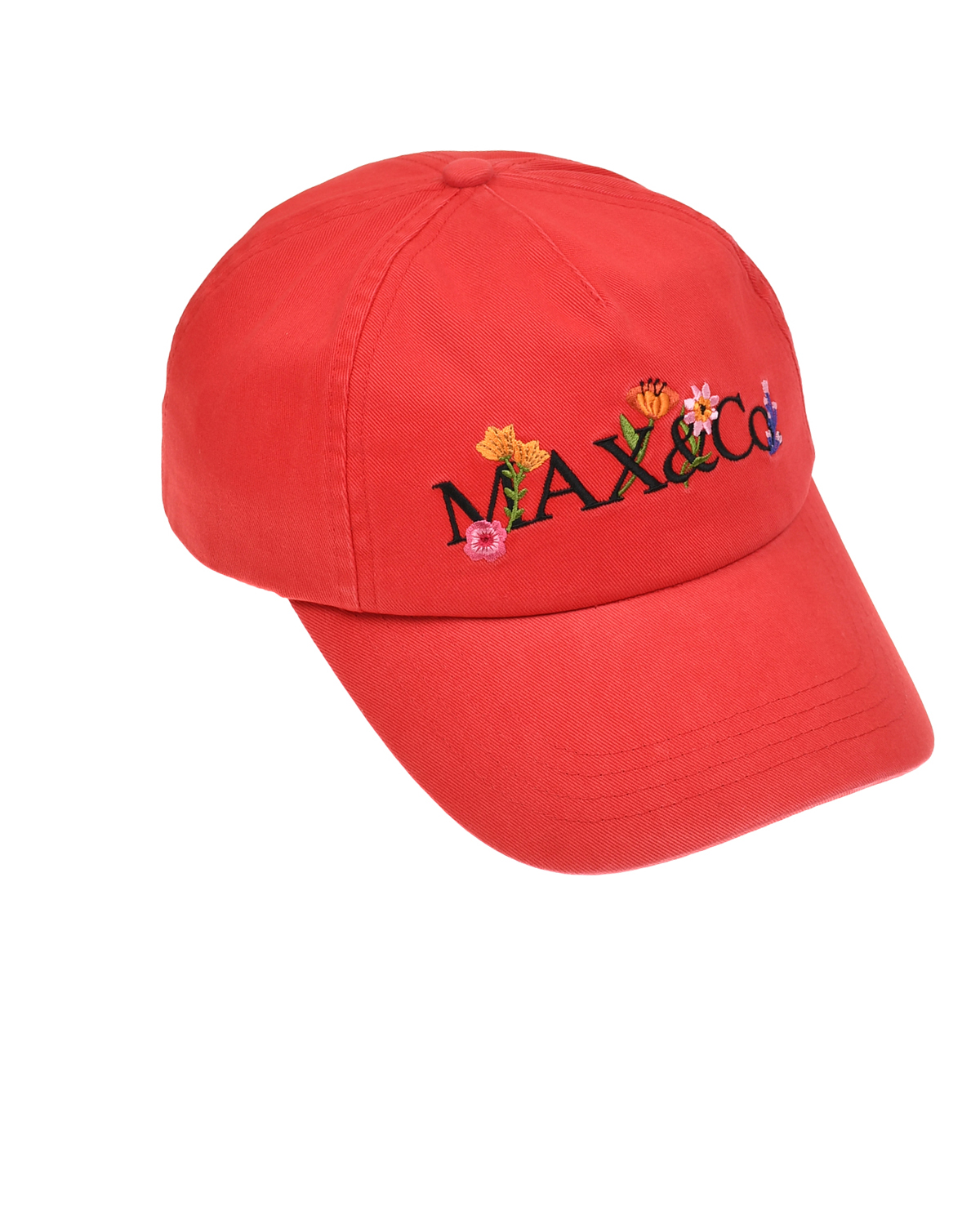 Бейсболка с логотипом и вышитыми цветами, красная Max&Co, размер 3