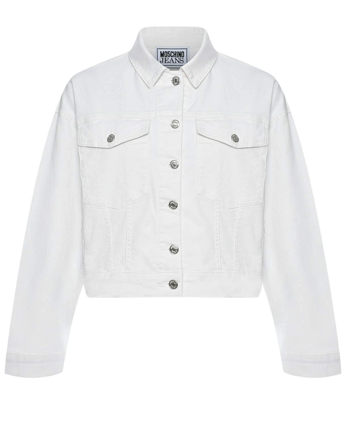 Укороченная джинсовая куртка, белая Mo5ch1no Jeans, размер 44, цвет нет цвета - фото 1