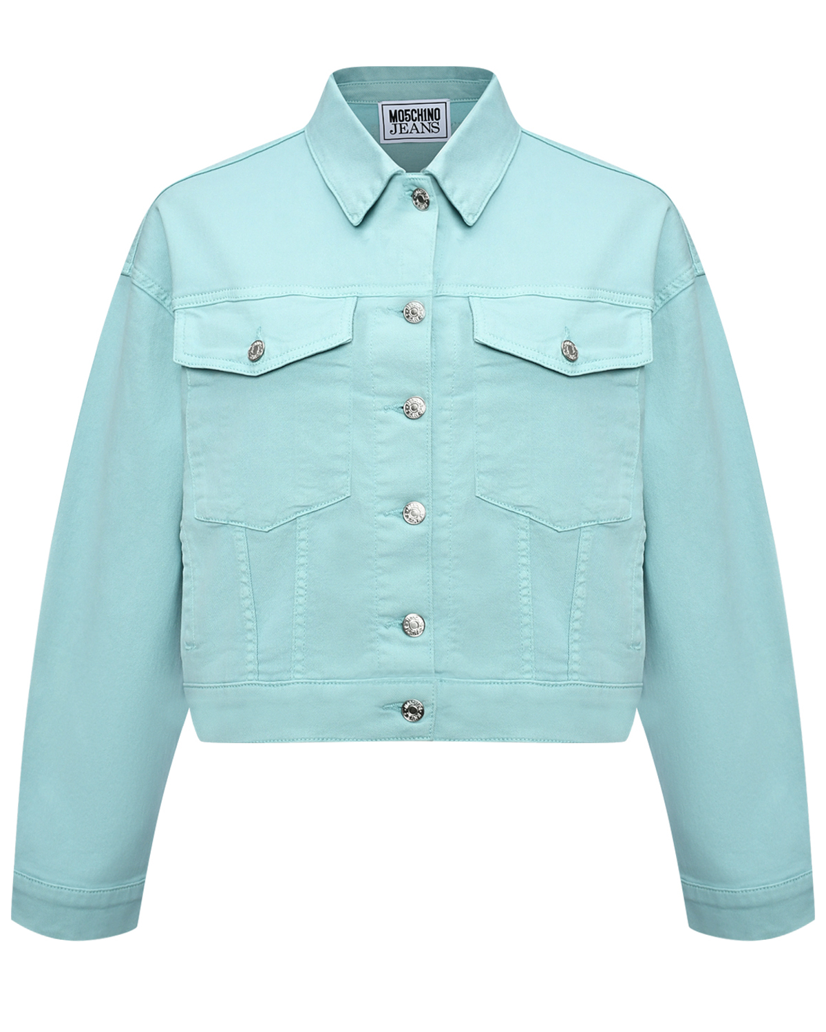 Укороченная джинсовая куртка, голубая Mo5ch1no Jeans, размер 42, цвет нет цвета