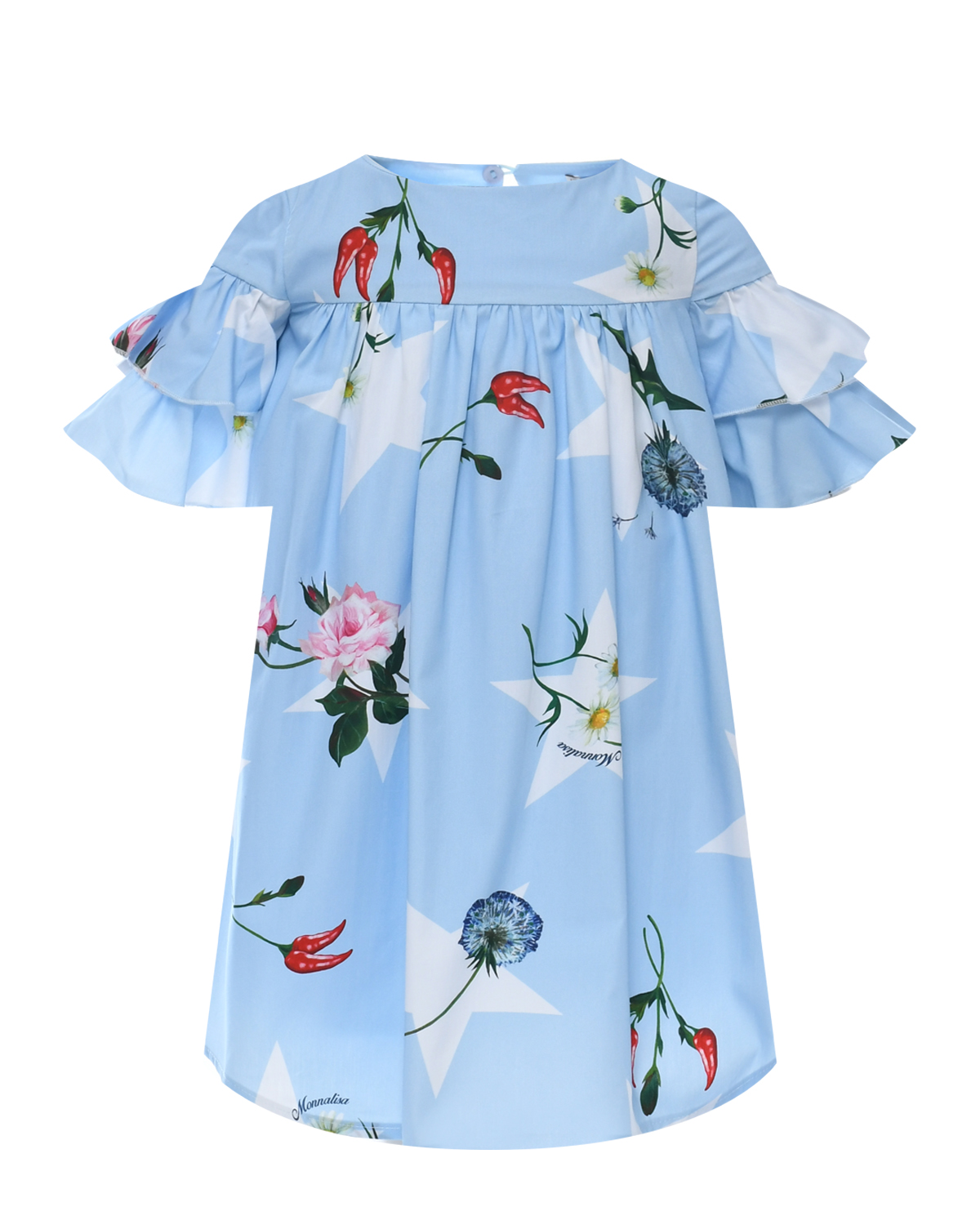 Платье с оборками Monnalisa, размер 104, цвет голубой - фото 1
