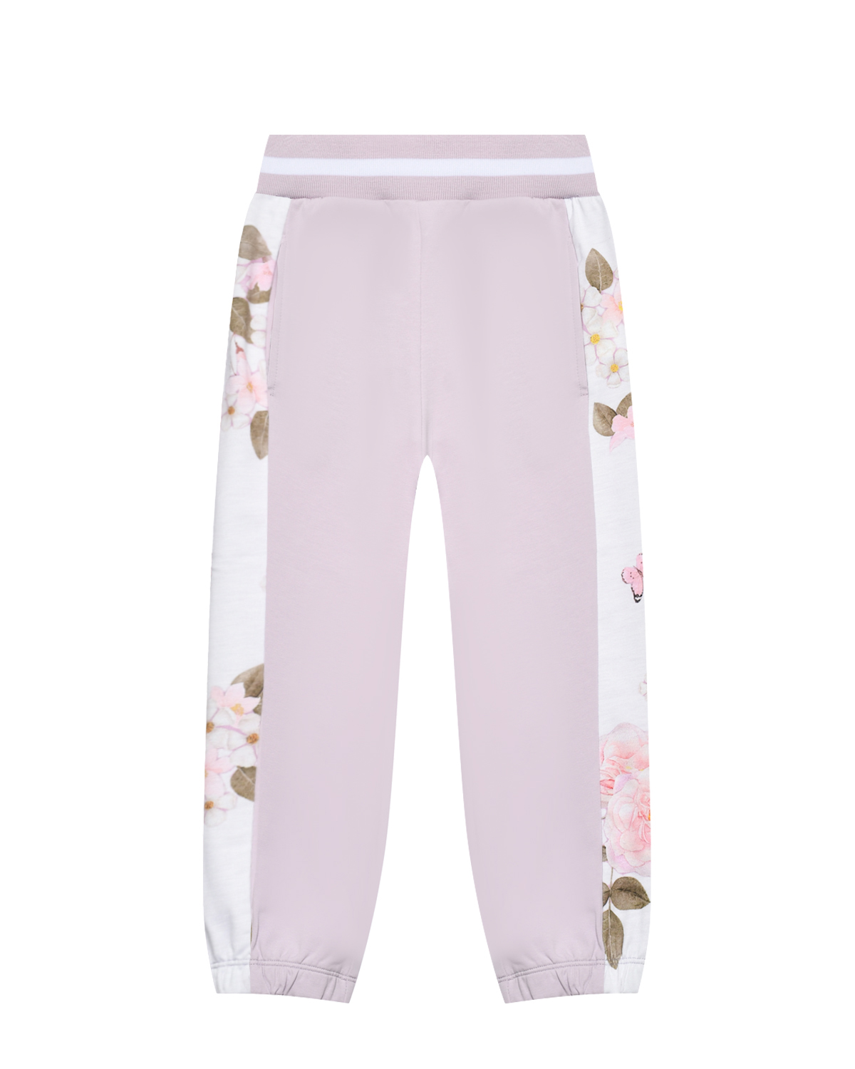 Спортивные брюки с цветочными лампасами Monnalisa, размер 116 - фото 1
