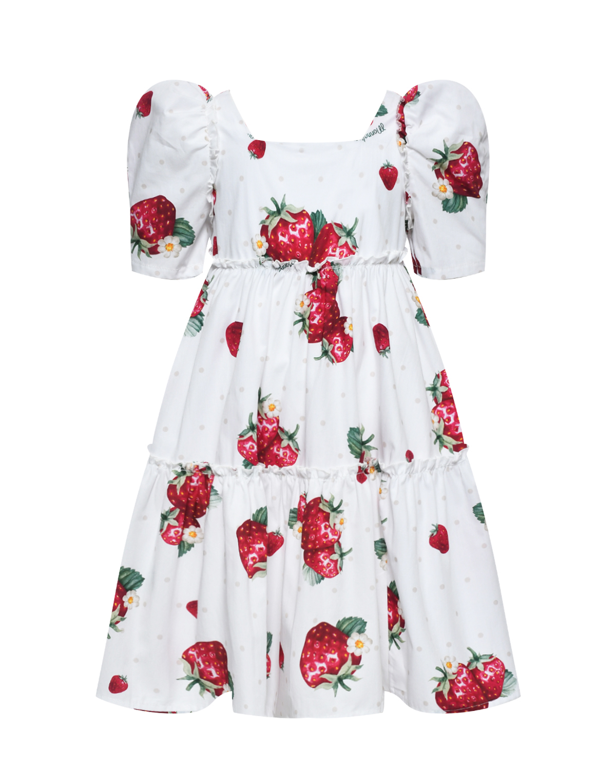 Платье с принтом "клубники" Monnalisa, размер 116, цвет нет цвета - фото 1