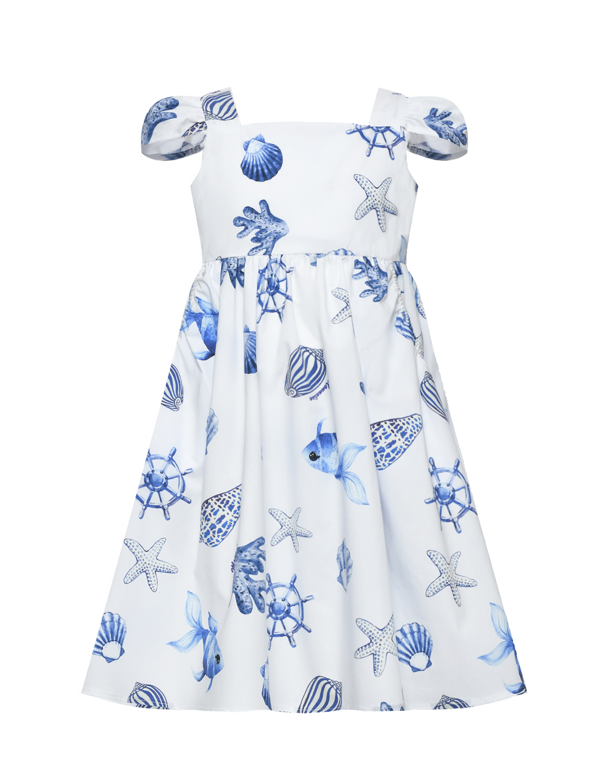 Платье с принтом "ракушки" Monnalisa, размер 128, цвет нет цвета - фото 1