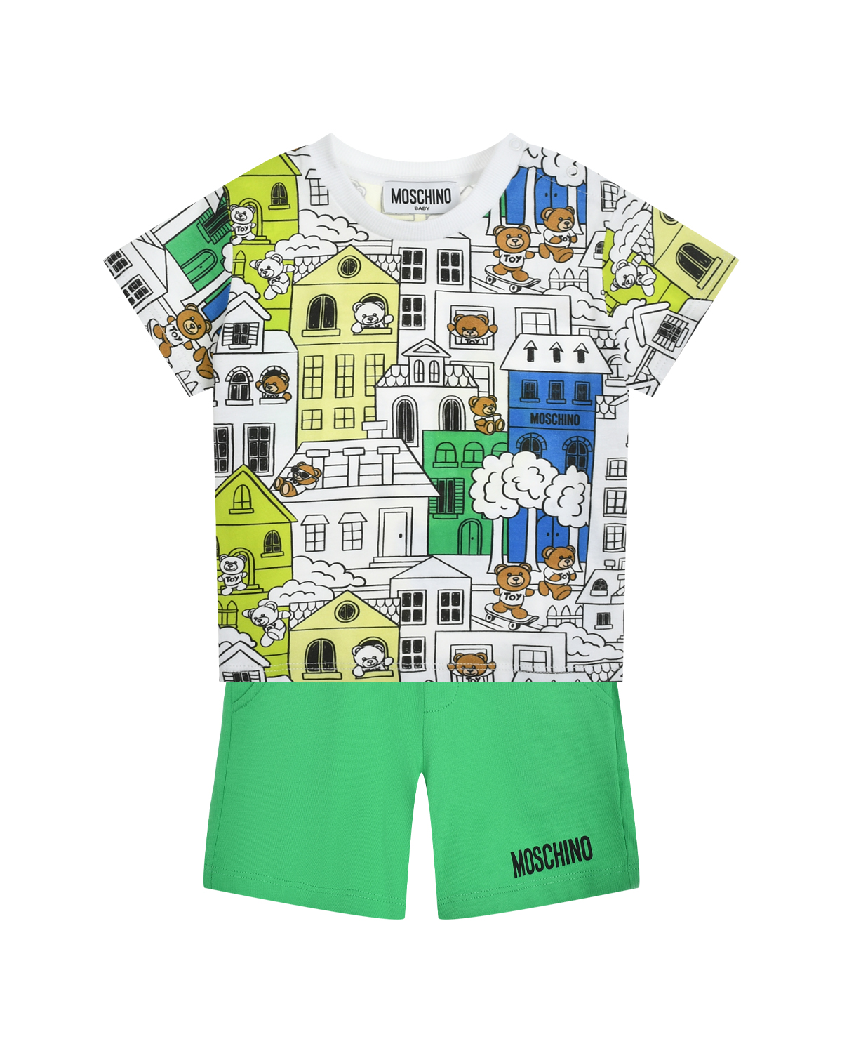 Комплект: футболка и шорты, принт "город" Moschino