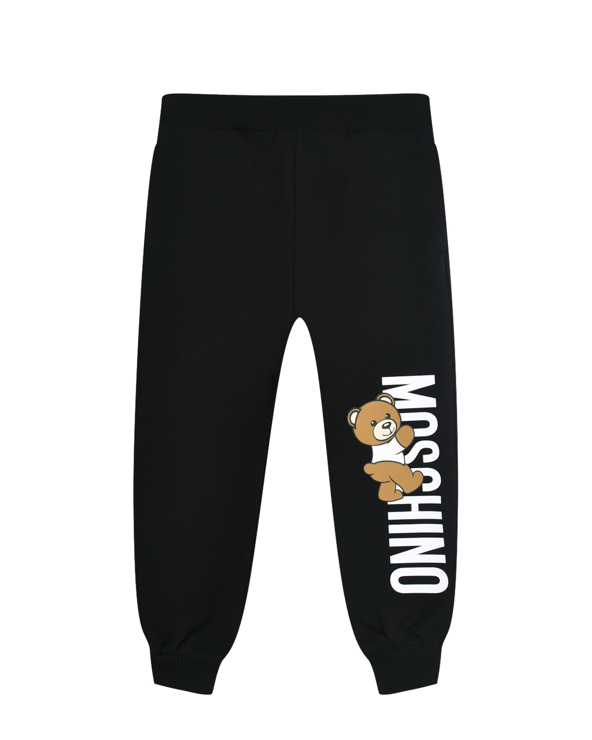 Спортивные брюки с вертикальным лого Moschino, размер 116, цвет черный