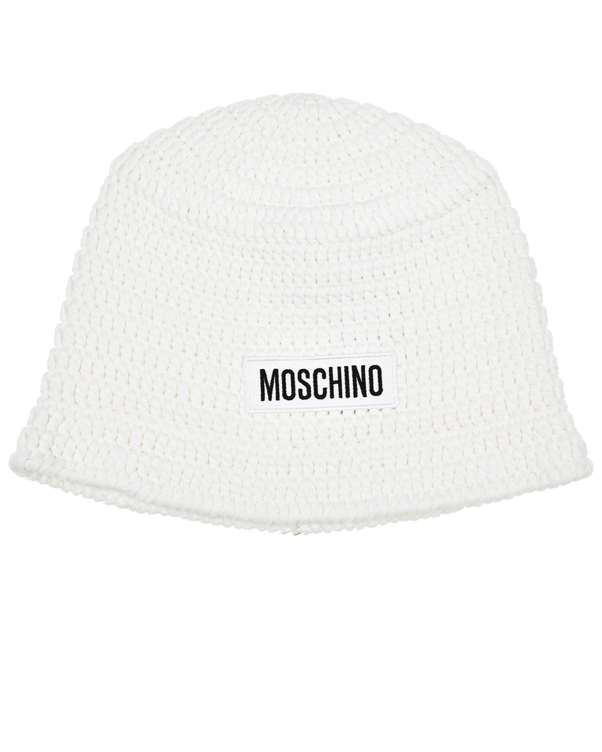 Вязаная шляпа с лого, белая Moschino, размер 56, цвет нет цвета