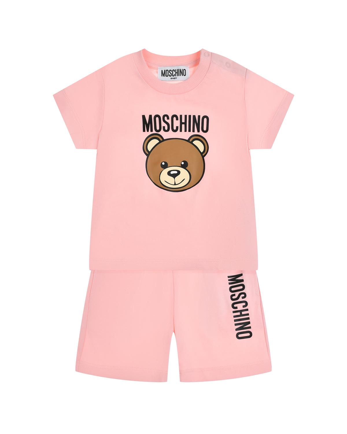 Комплект: футболка и шорты с лого, розовый Moschino