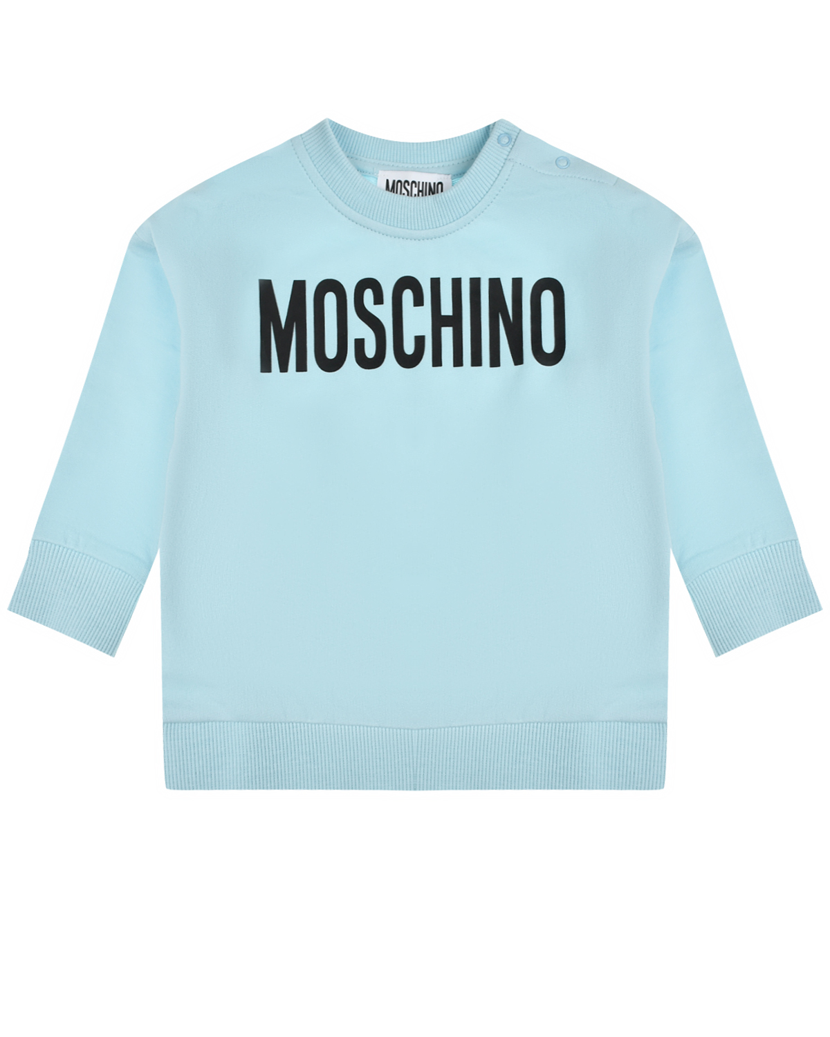 Свитшот с черным лого, голубой Moschino