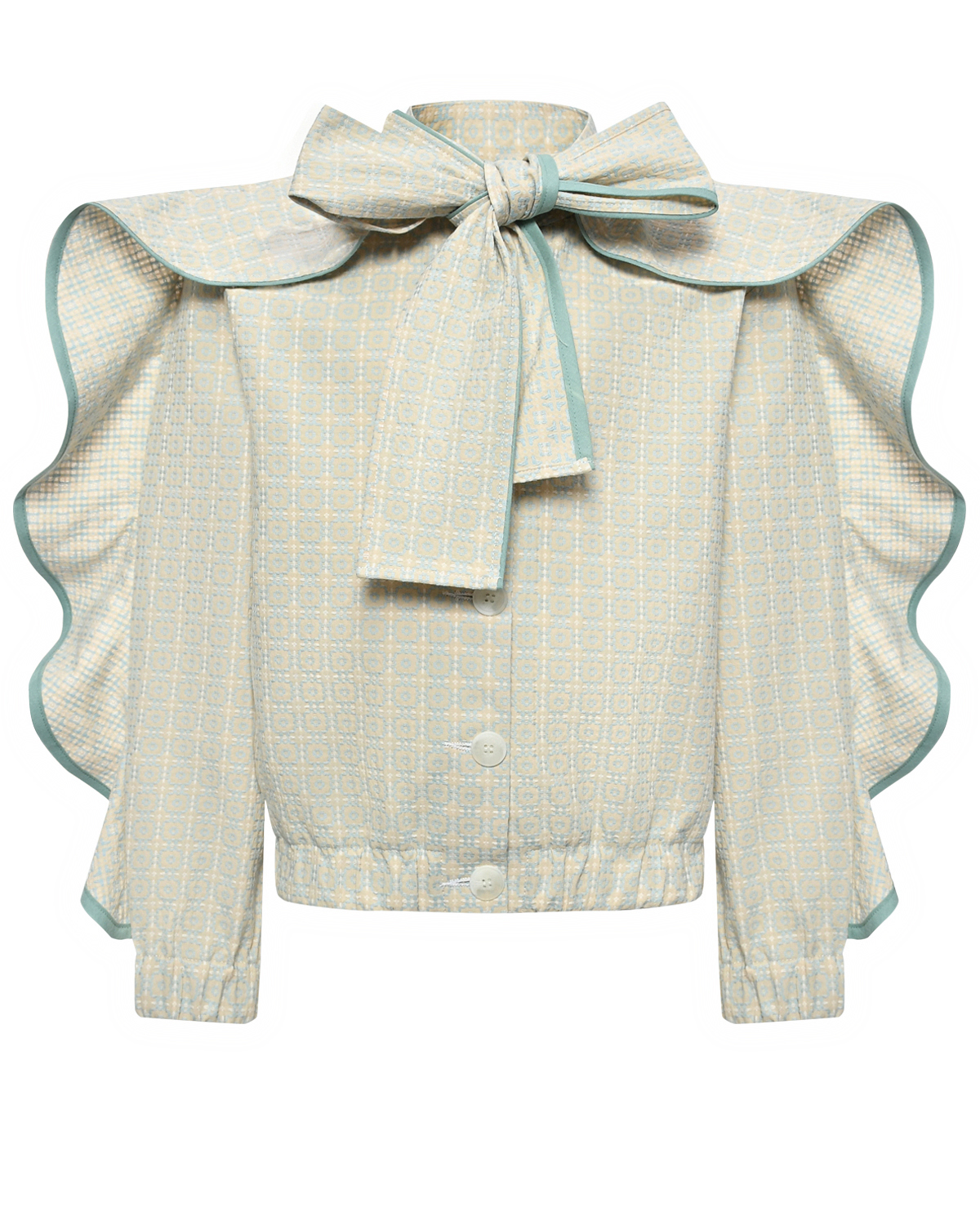 Пиджак с рюшами и сплошным узором Paade Mode, размер 128, цвет нет цвета - фото 1