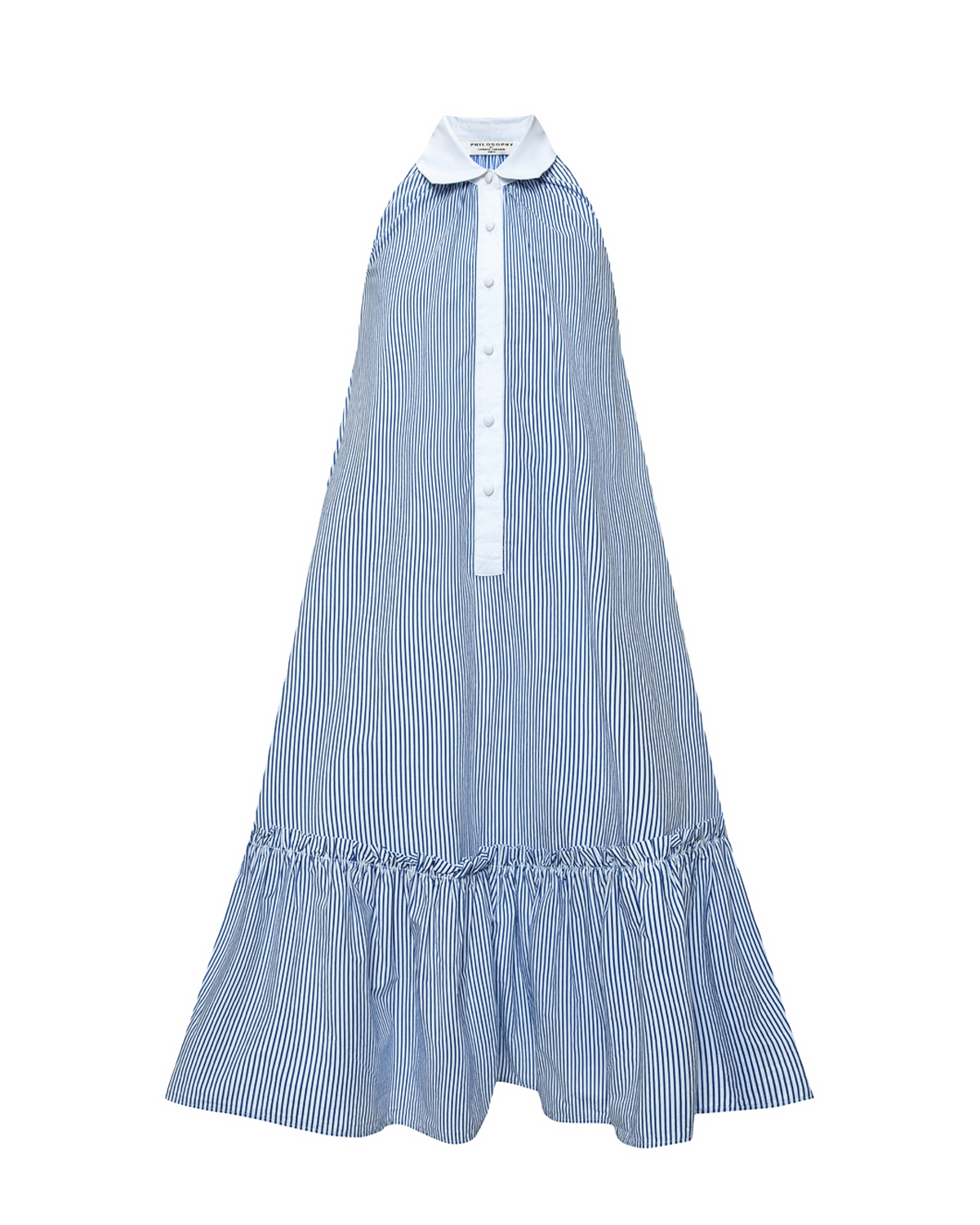Платье расклешенное в тонкую полоску, голубое Philosophy di Lorenzo Serafini Kids, размер 140, цвет нет цвета - фото 1