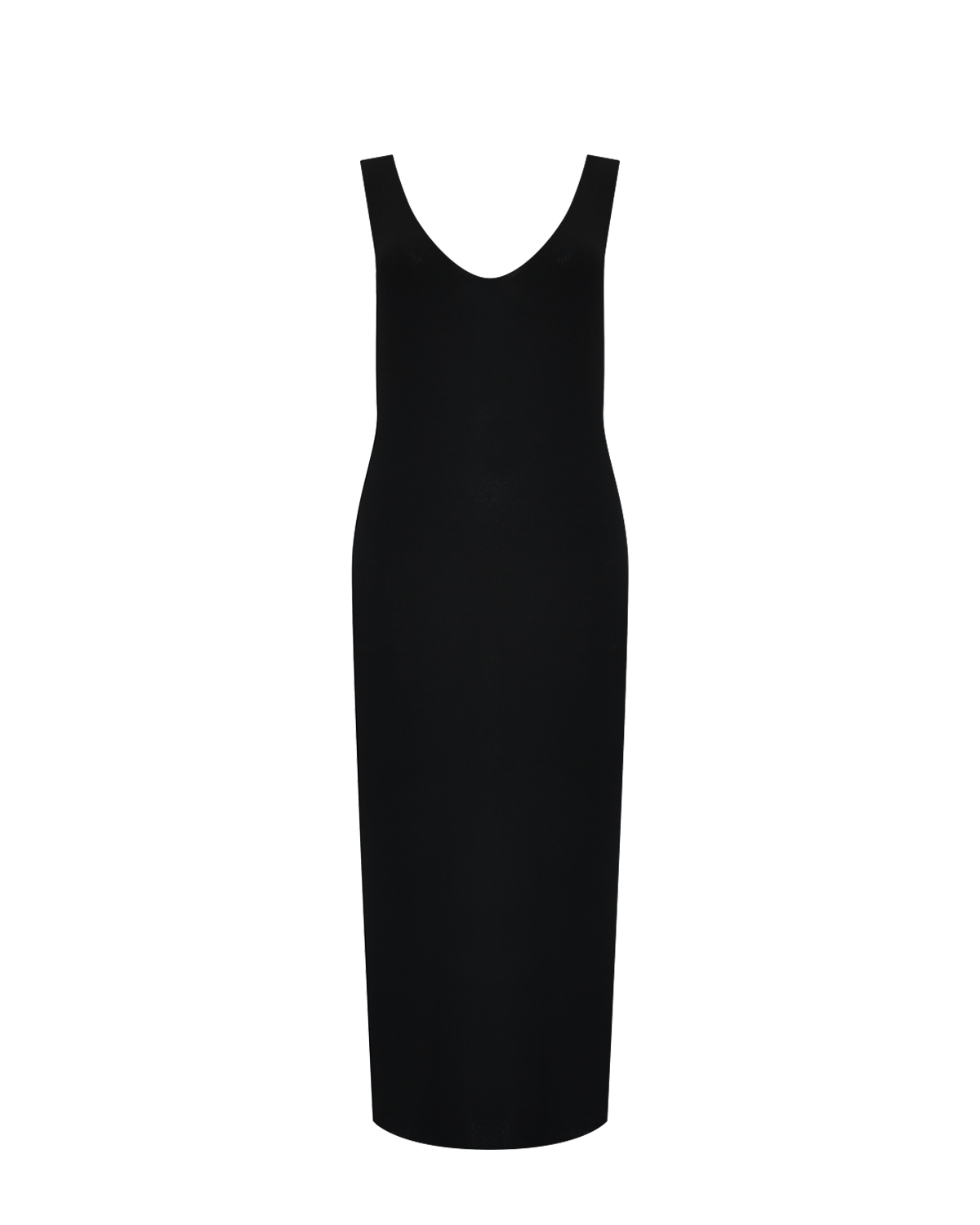 Трикотажное платье миди с V вырезом, черное Pietro Brunelli, размер 42, цвет черный - фото 1