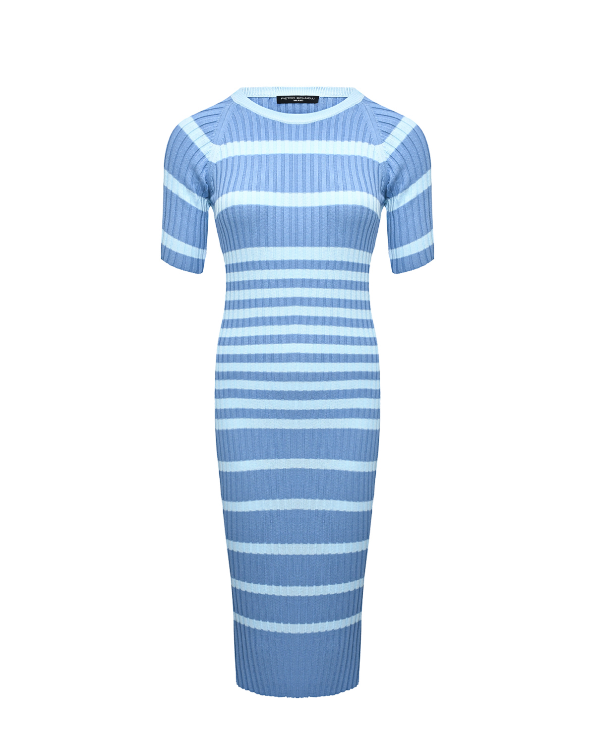 Трикотажное платье в полоску, синее Pietro Brunelli, размер 42, цвет нет цвета - фото 1