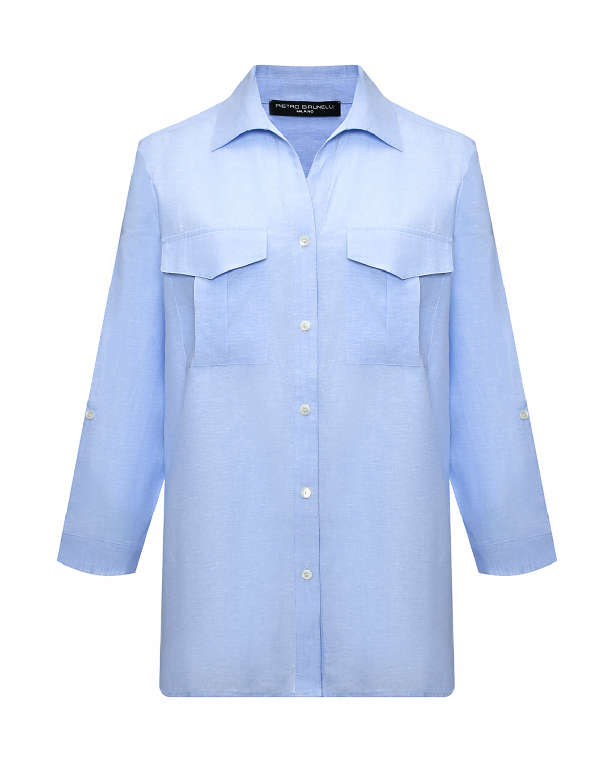 Рубашка с карманами на груди, голубая Pietro Brunelli, размер 46, цвет нет цвета