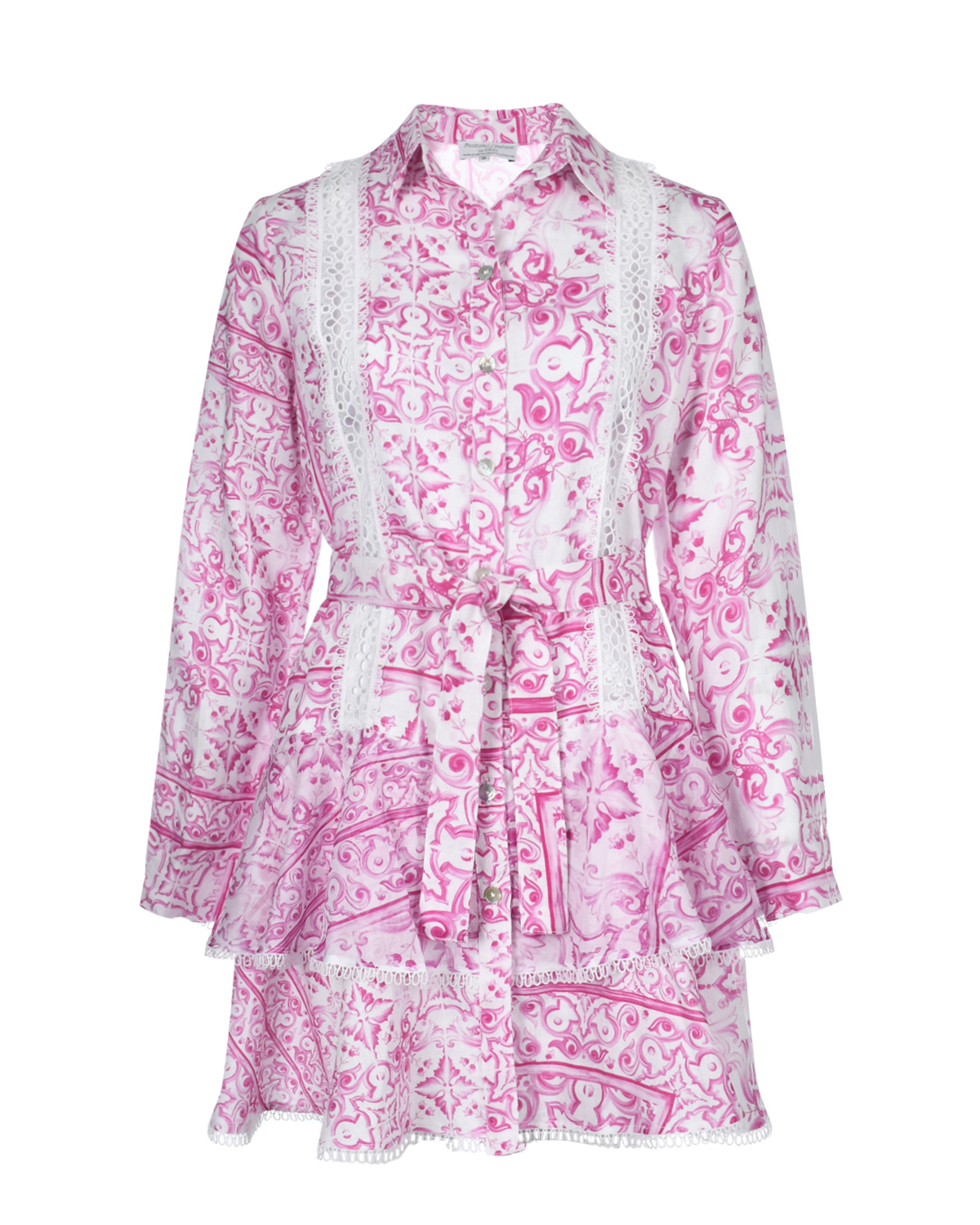 Льняное платье со сплошным принтом "Майолика" Positano Couture, размер 38, цвет нет цвета - фото 1