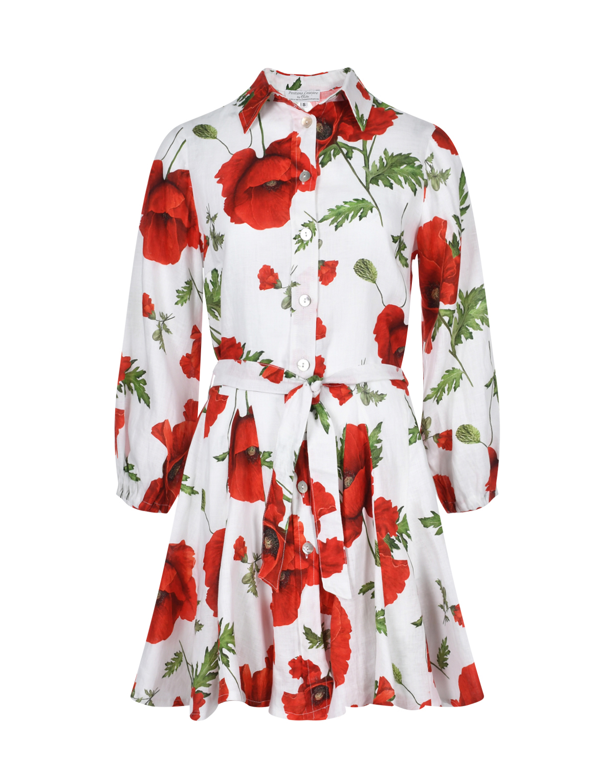 Платье льняное мини со сплошным принтом "Маки" Positano Couture, размер 40, цвет нет цвета - фото 1