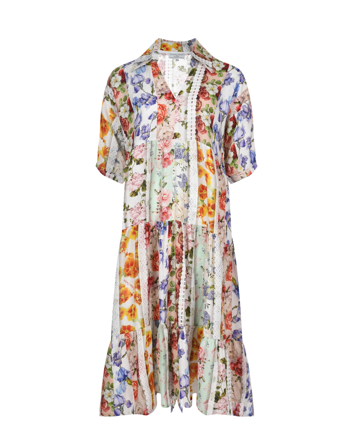 Платье льняное миди со сплошным цветочным принтом Positano Couture, размер 40 - фото 1