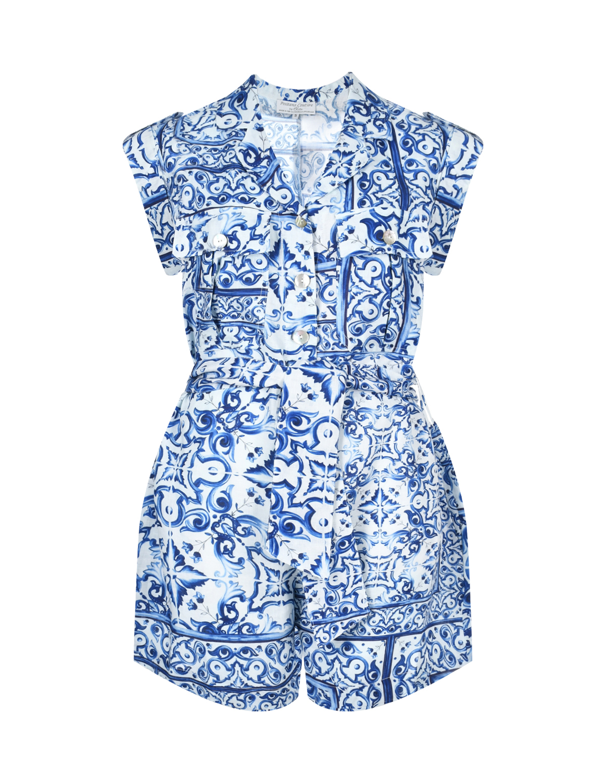 Комбинезон льняной со сплошным принтом "Майолика" Positano Couture