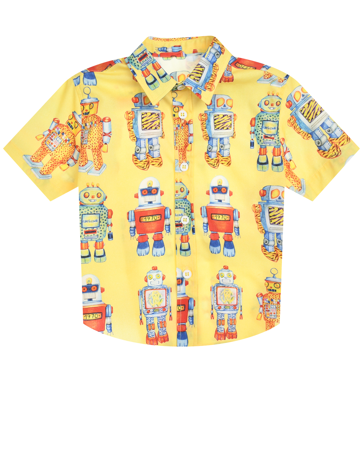 Рубашка с принтом "роботы" Roberto Cavalli