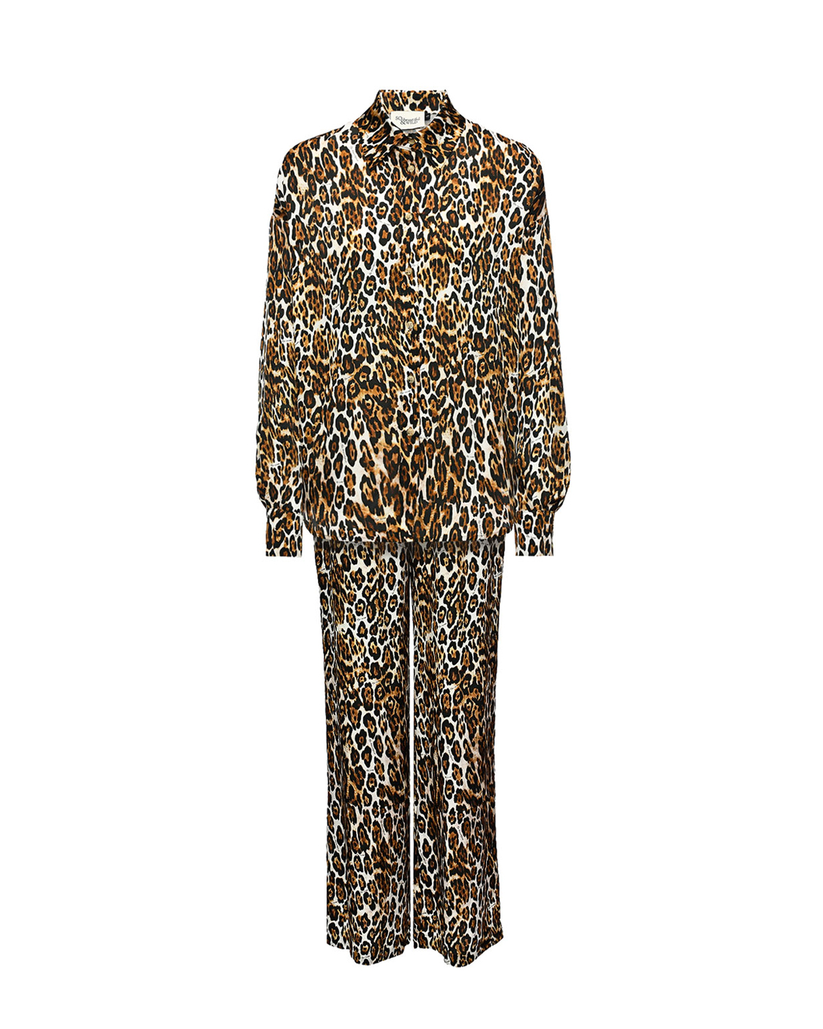 Комплект: рубашка и брюки в пижамном стиле, леопард SO BEAUTIFUL&WILD, размер 40, цвет нет цвета