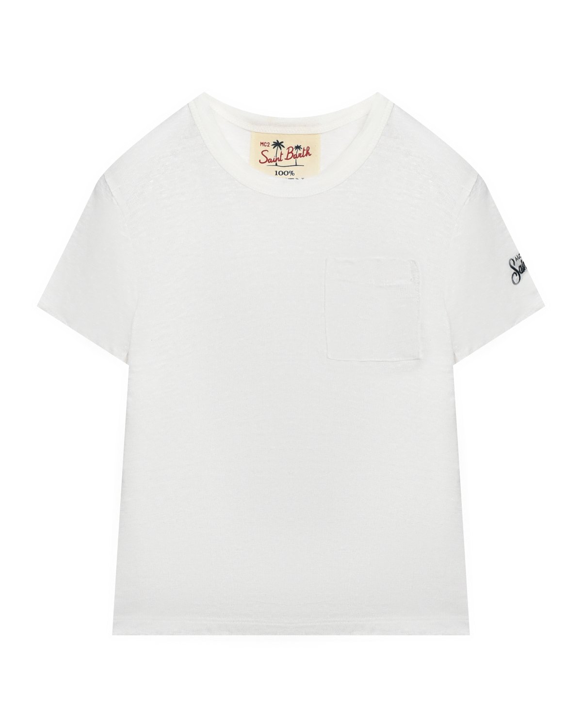 Льняная футболка с накладным карманом, белая Saint Barth, размер 176, цвет нет цвета - фото 1