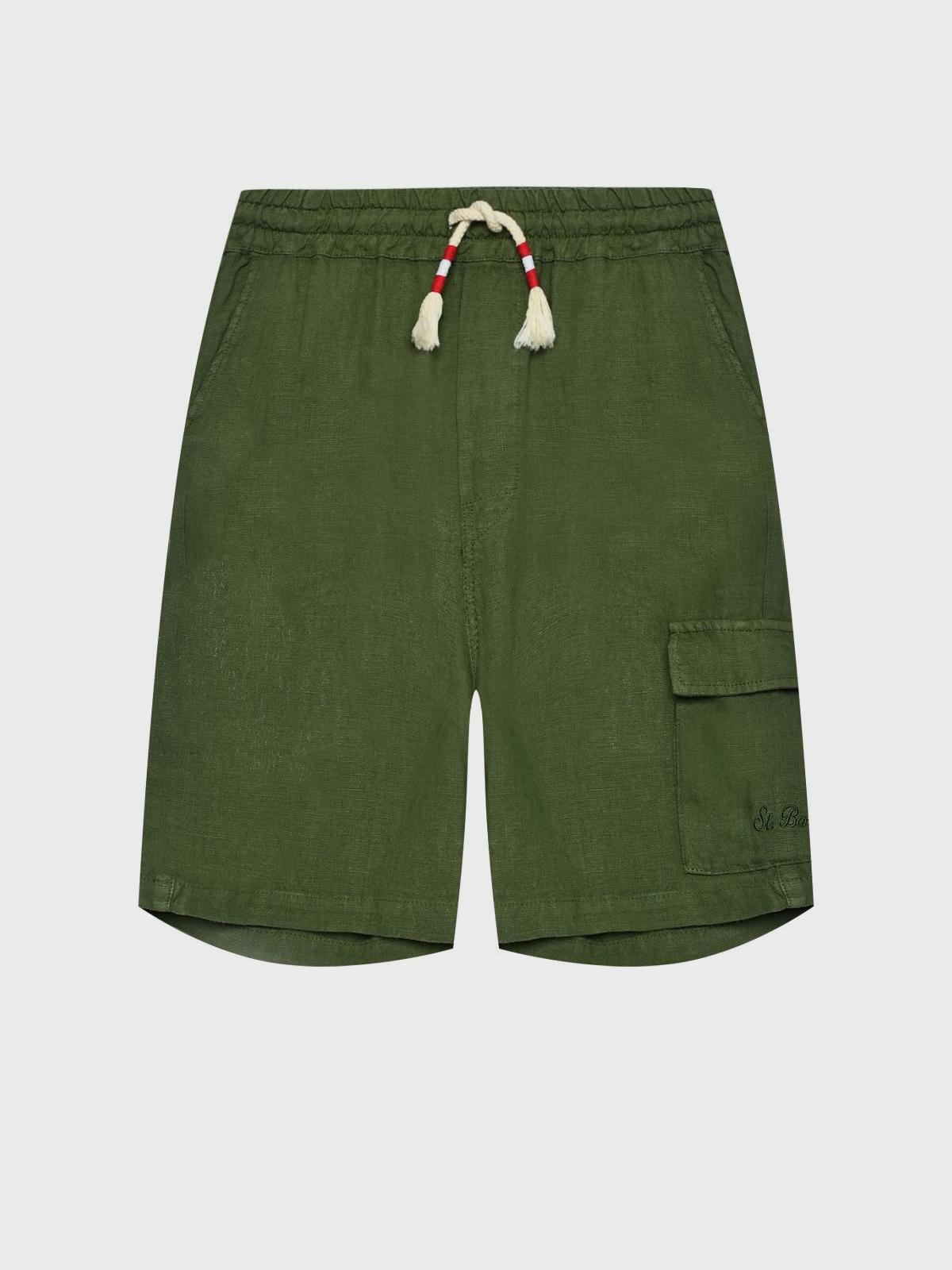 Льняные бермуды с накладным карманом, хаки Saint Barth