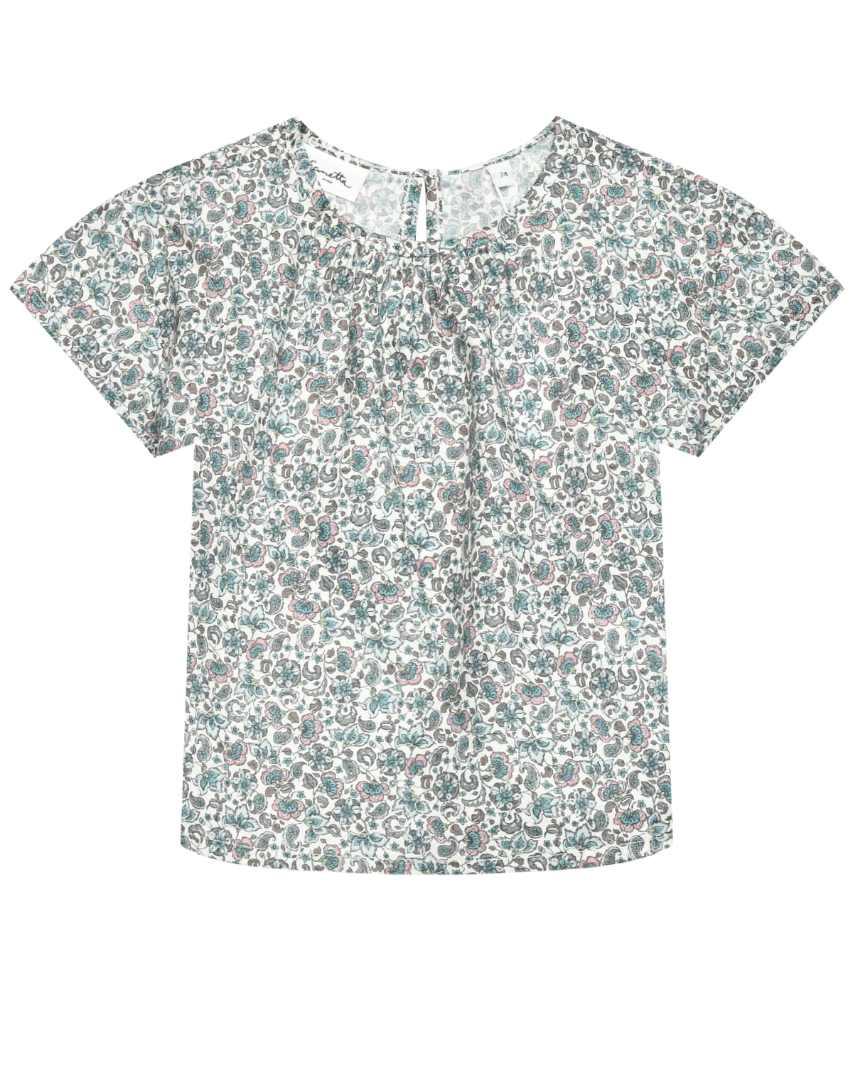 Блуза с принтом "цветок и огурец" Sanetta Pure, размер 80
