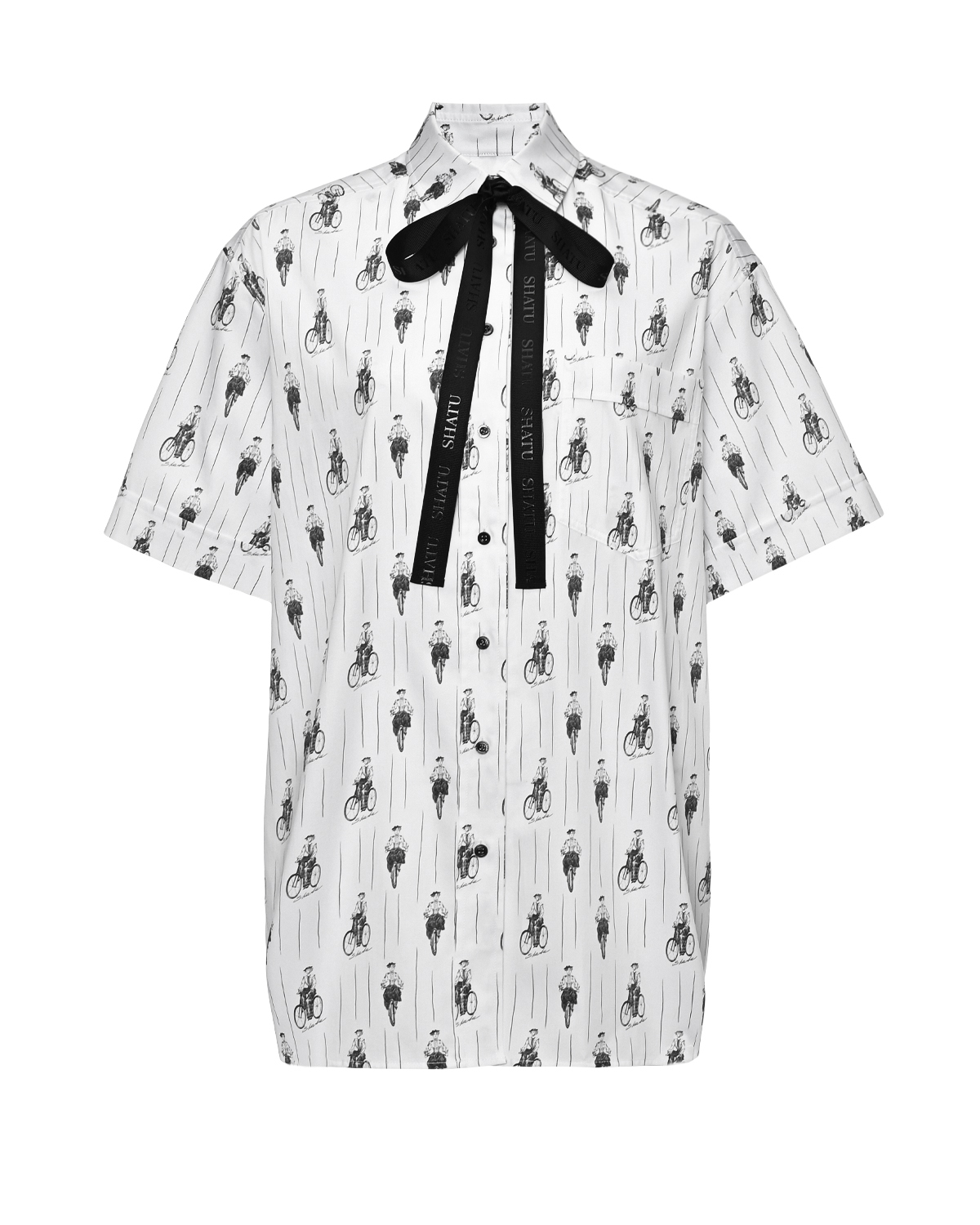 Рубашка в полоску с черным бантом Shatu