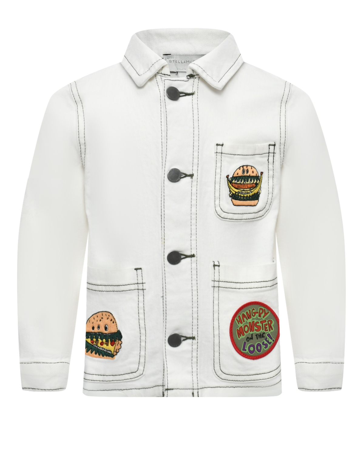 Джинсовая куртка с аппликациями Stella McCartney, размер 116, цвет белый - фото 1