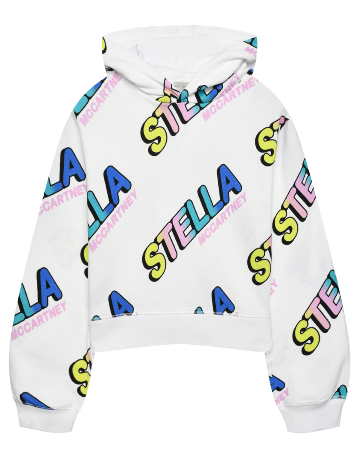 Толстовка-худи со сплошным принтом лого Stella McCartney, размер 152, цвет белый - фото 1