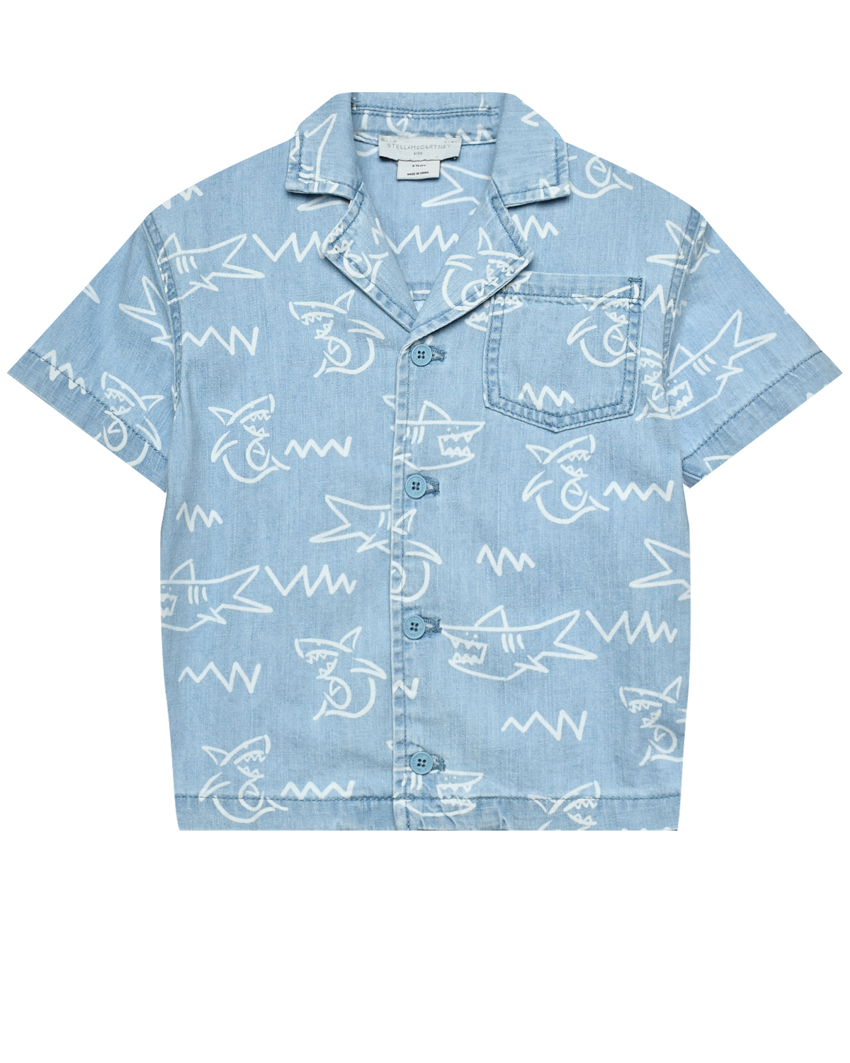 Джинсовая рубашка с принтом "акулы" Stella McCartney