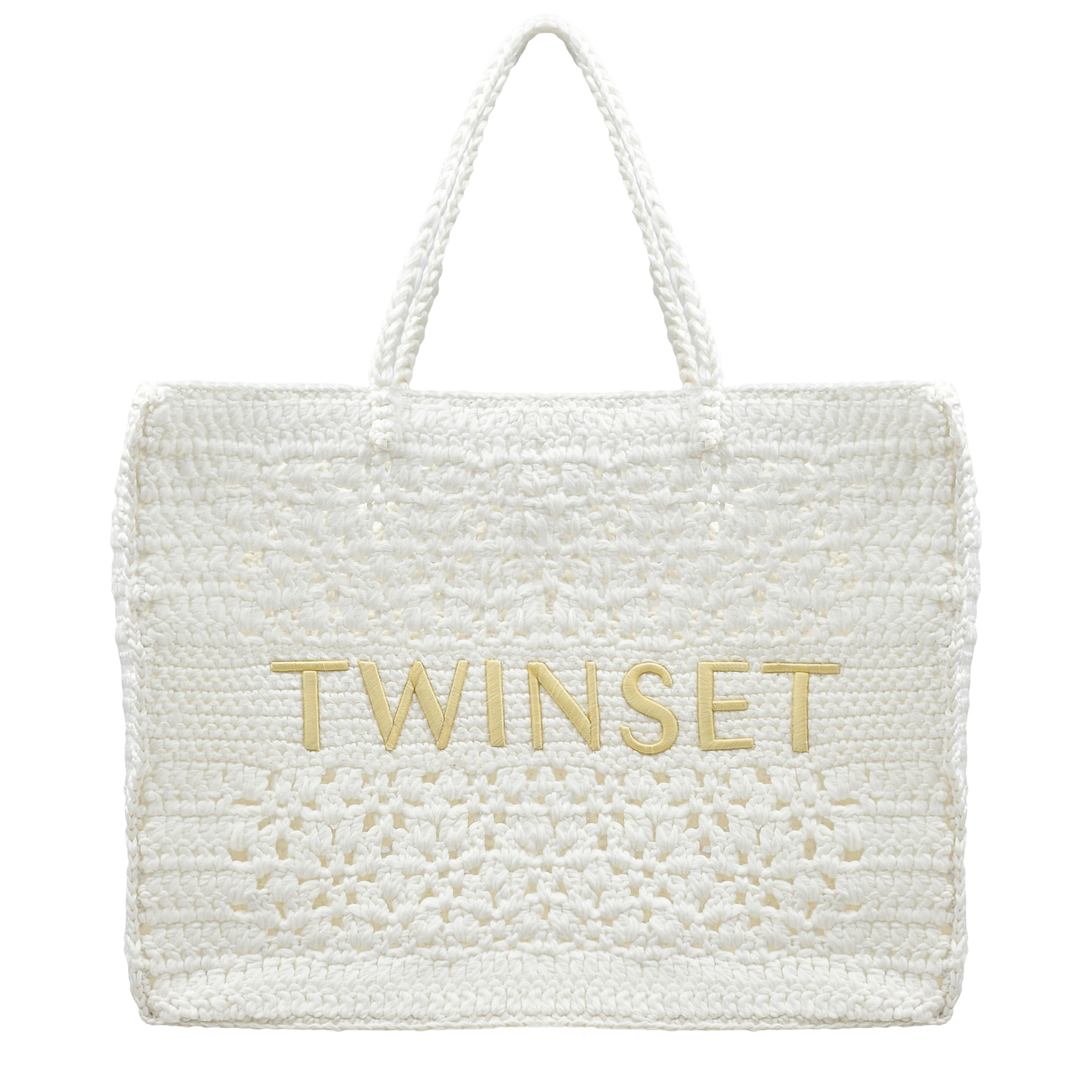 Плетеная сумка тоут, белая TWINSET, размер unica, цвет нет цвета