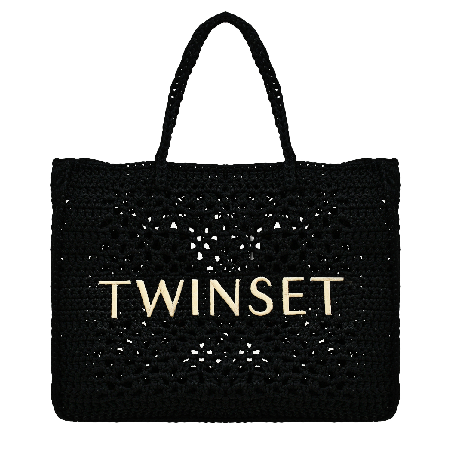 Плетеная сумка тоут, черная TWINSET, размер unica, цвет нет цвета