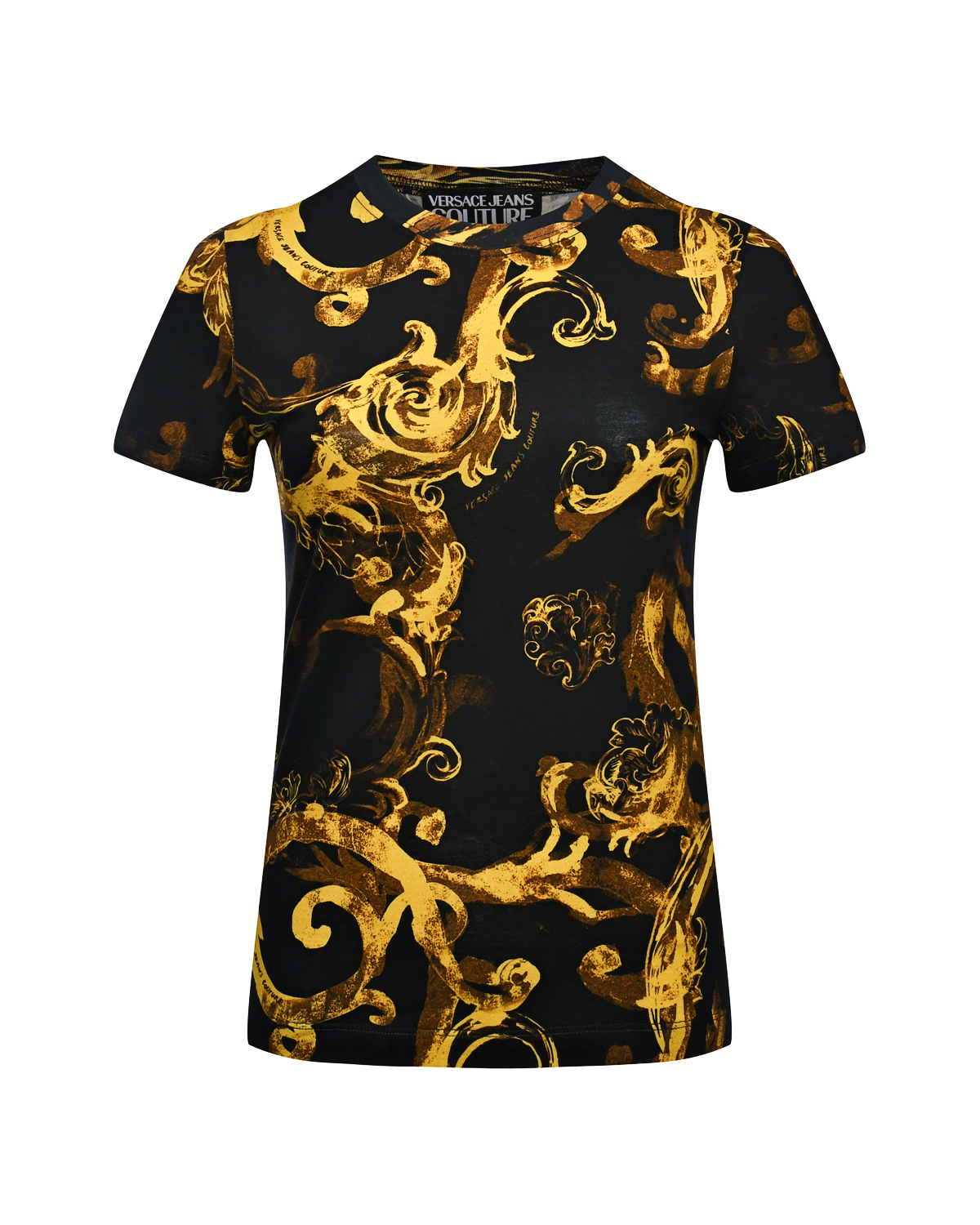Приталенная футболка с золотым принтом Versace Jeans Couture