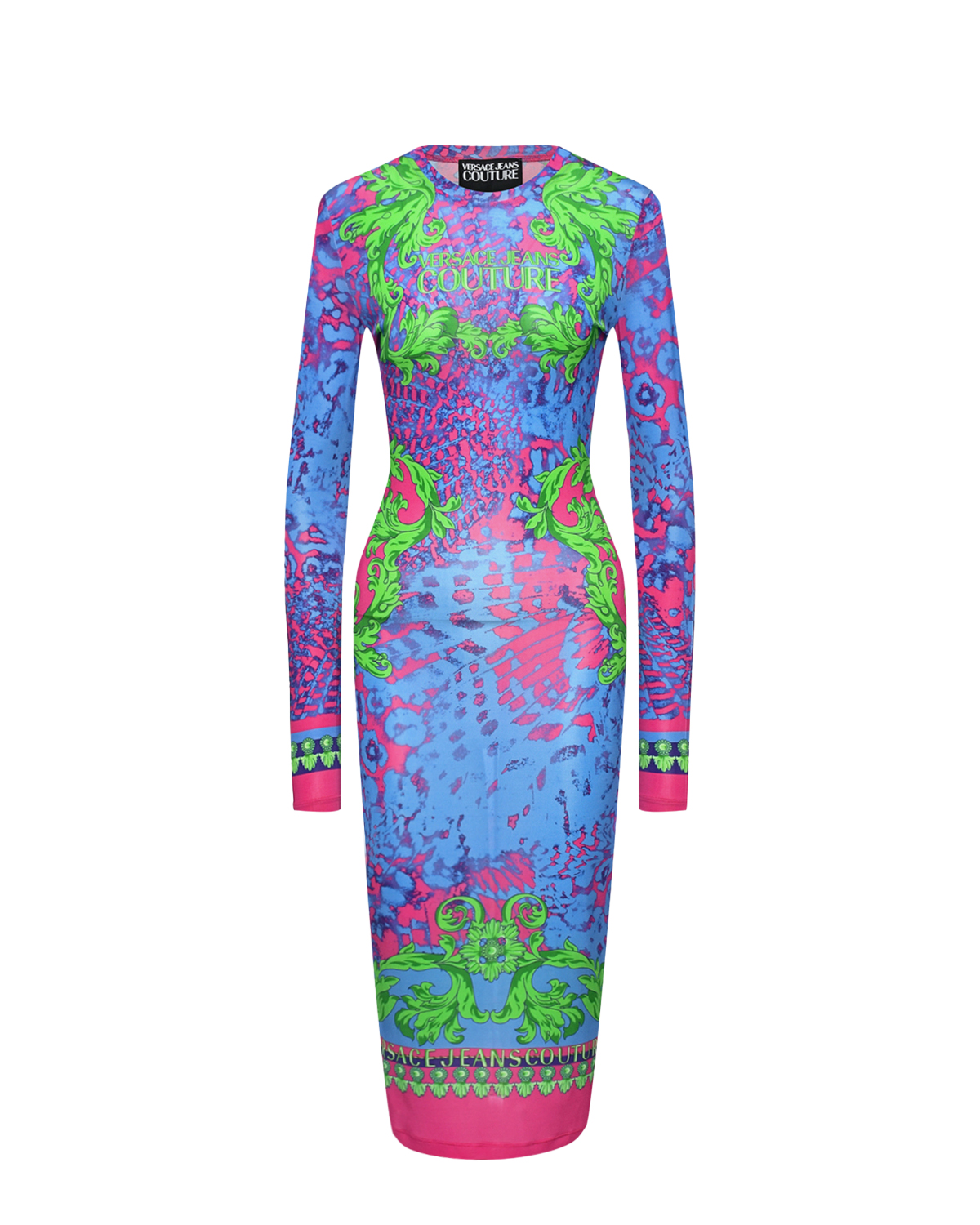 Трикотажное платье с орнаментом Versace Versace Jeans Couture, размер 40, цвет нет цвета - фото 1