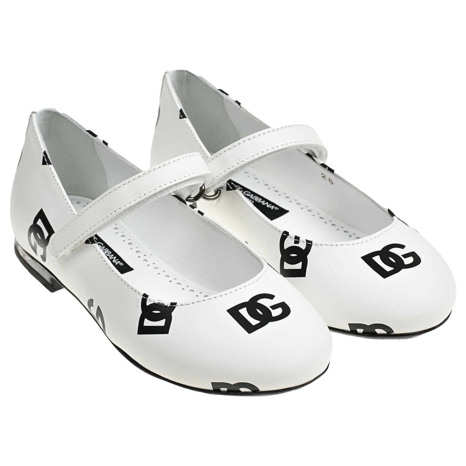 Туфли белые с черным лого Dolce&Gabbana белые кожаные туфли на каблуке pretty ballerinas