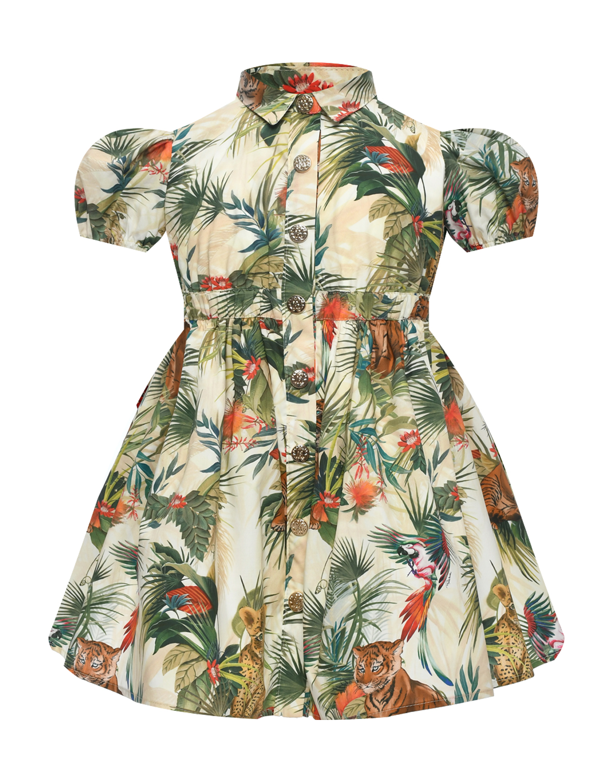 Платье со сплошным тропическим принтом Roberto Cavalli, размер 98, цвет мультиколор - фото 1