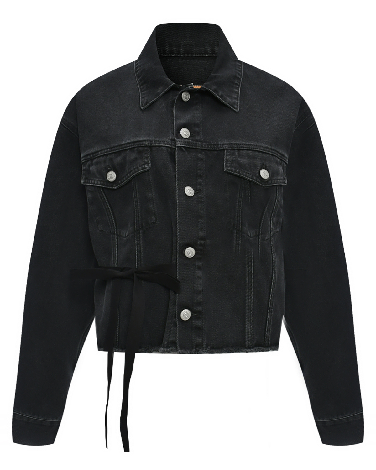 Джинсовая куртка, черная MM6 Maison Margiela, размер 42, цвет черный