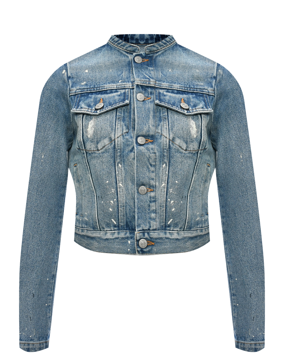 Укороченная джинсовая куртка, голубая MM6 Maison Margiela, размер 40, цвет голубой