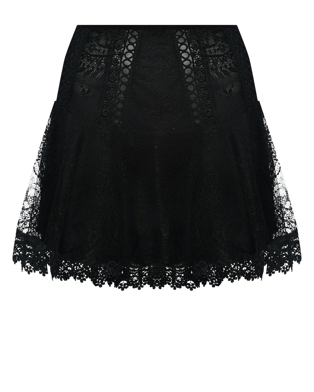 Мини-юбка с гипюром, черная Charo Ruiz, размер 40, цвет нет цвета