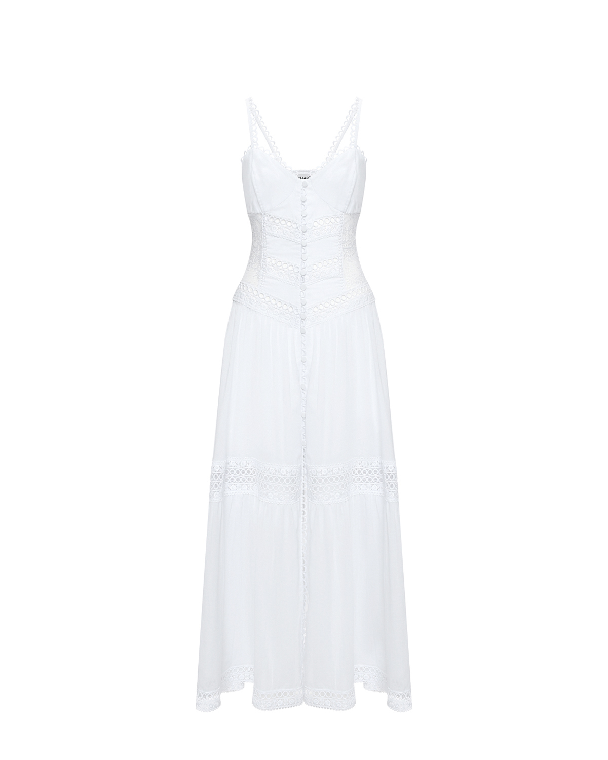 Платье с гипюровыми вставками, белое Charo Ruiz, размер 40, цвет нет цвета