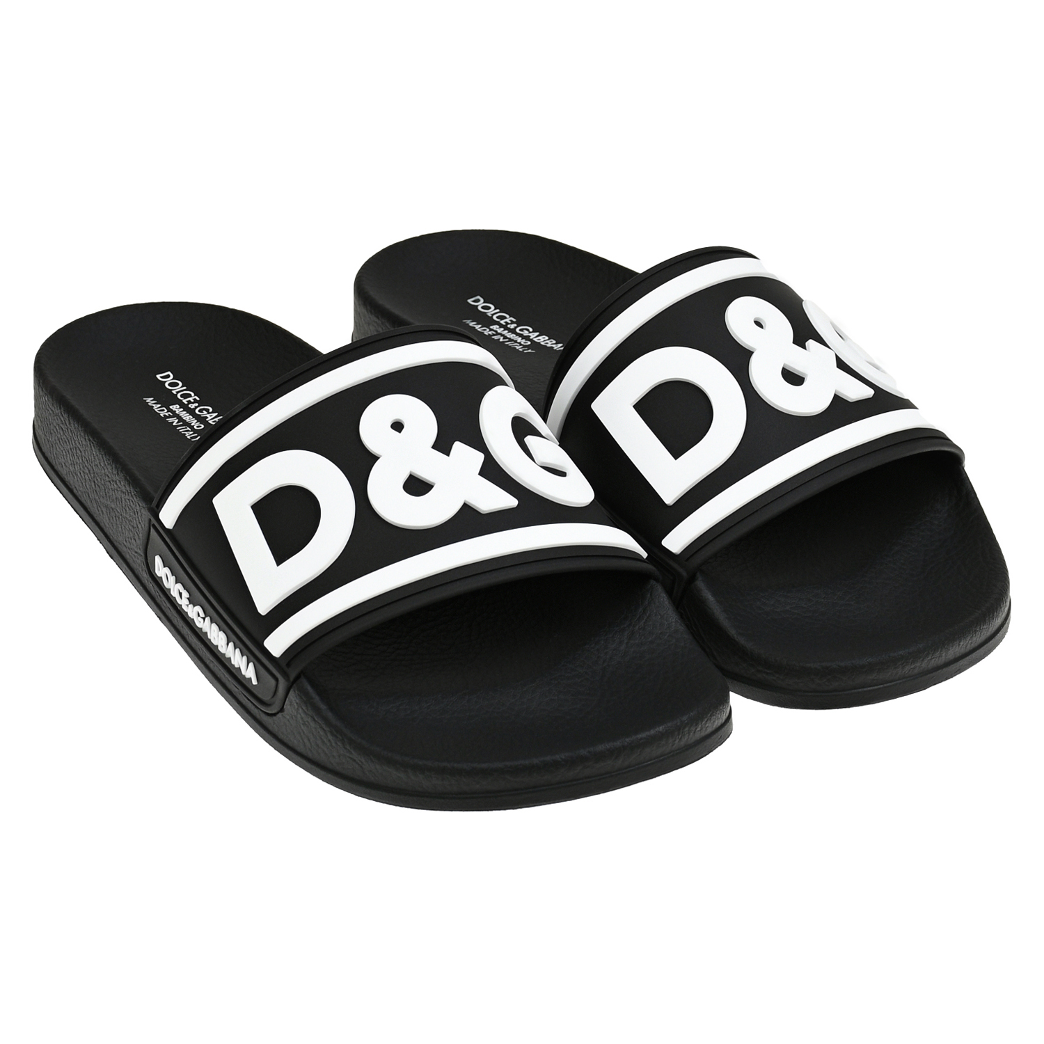 Шлепки с белым лого, черные Dolce&Gabbana черные сандалии c металлическим лого dolce