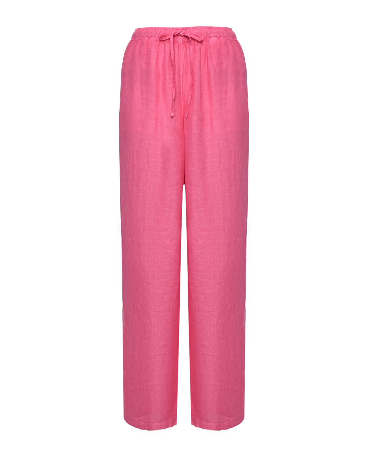 Льняные брюки с поясом на резинке, фуксия 120% Lino, размер 42, цвет нет цвета